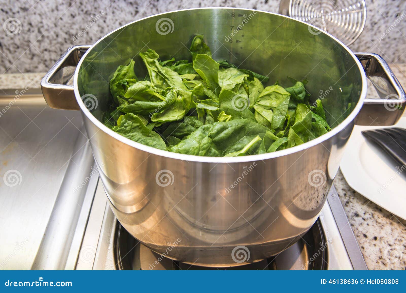 Spinach cooking stock photo. Image of healthy, family - 46138636