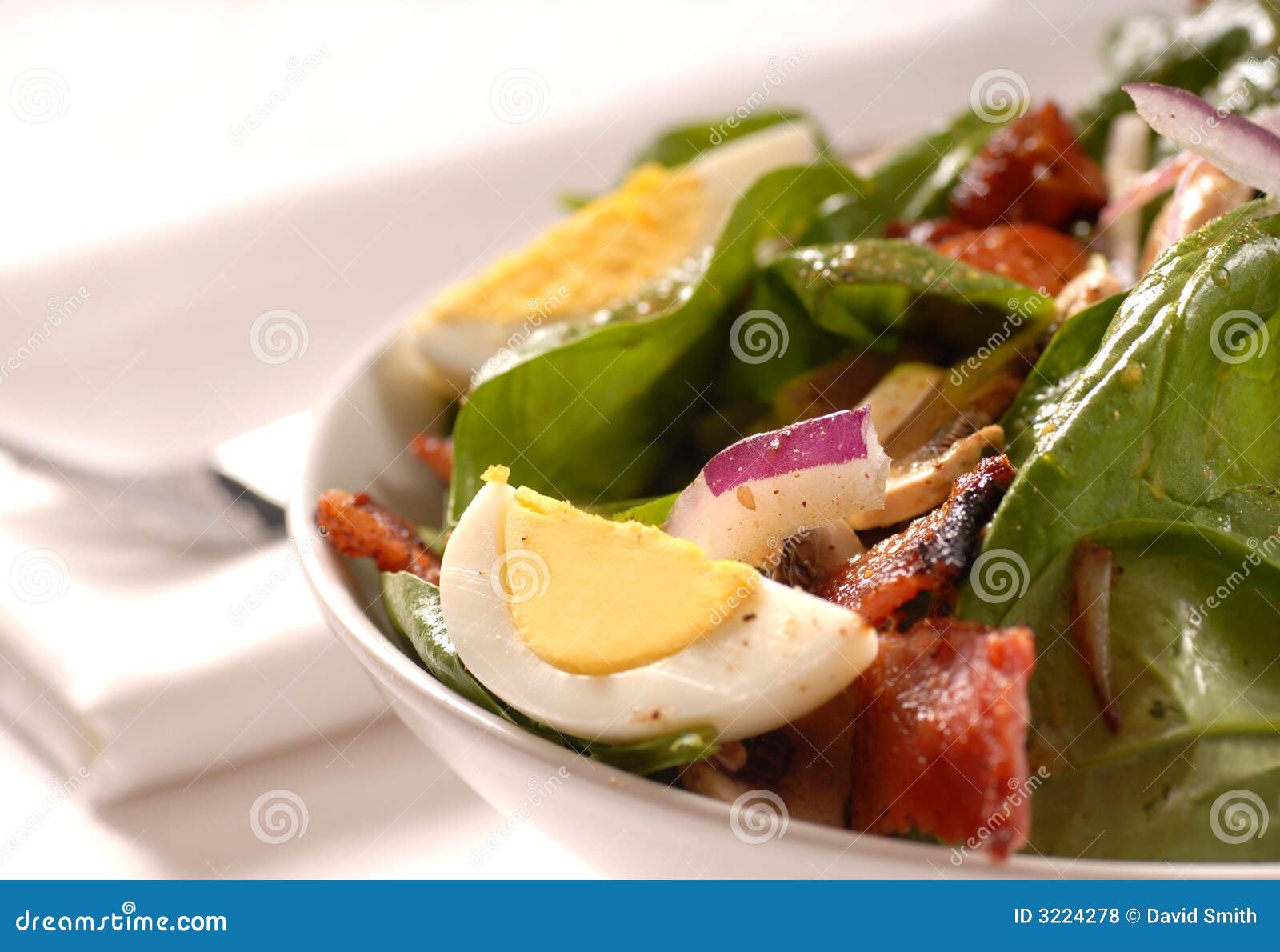 Spinach Salad with Mushrooms Stock Photo - Image of flavor, dressing