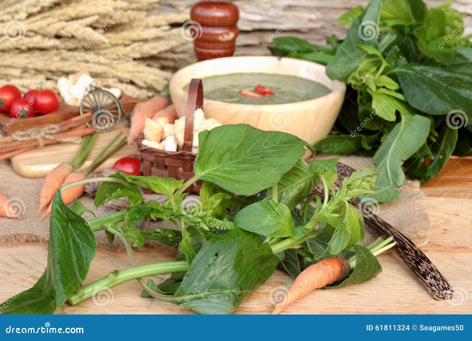 Spinach Soup and Healthy Food of Delicious. Stock Photo Image of