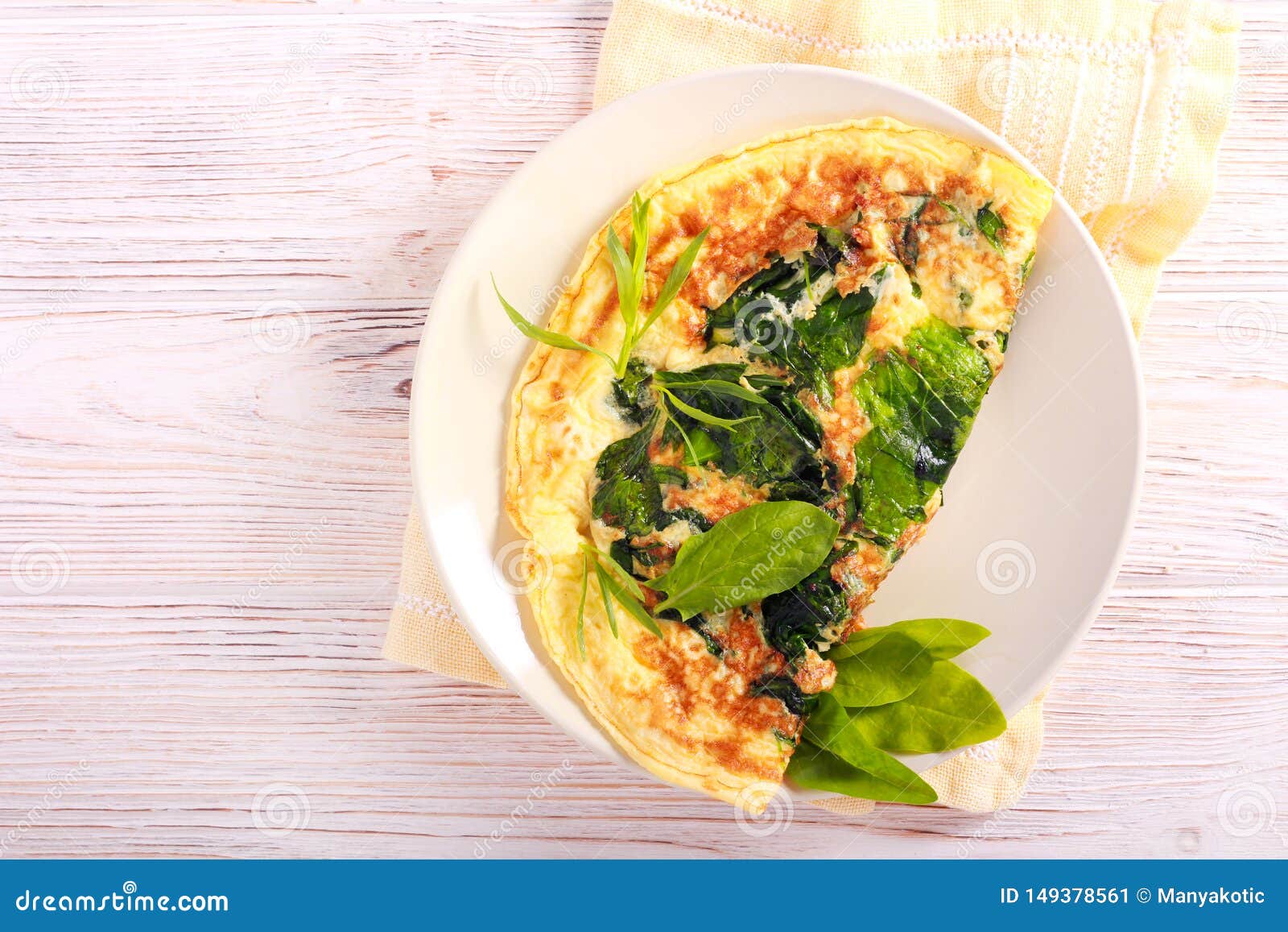 Spinach and Tarragon Omelet Served Stock Image Image of overshot