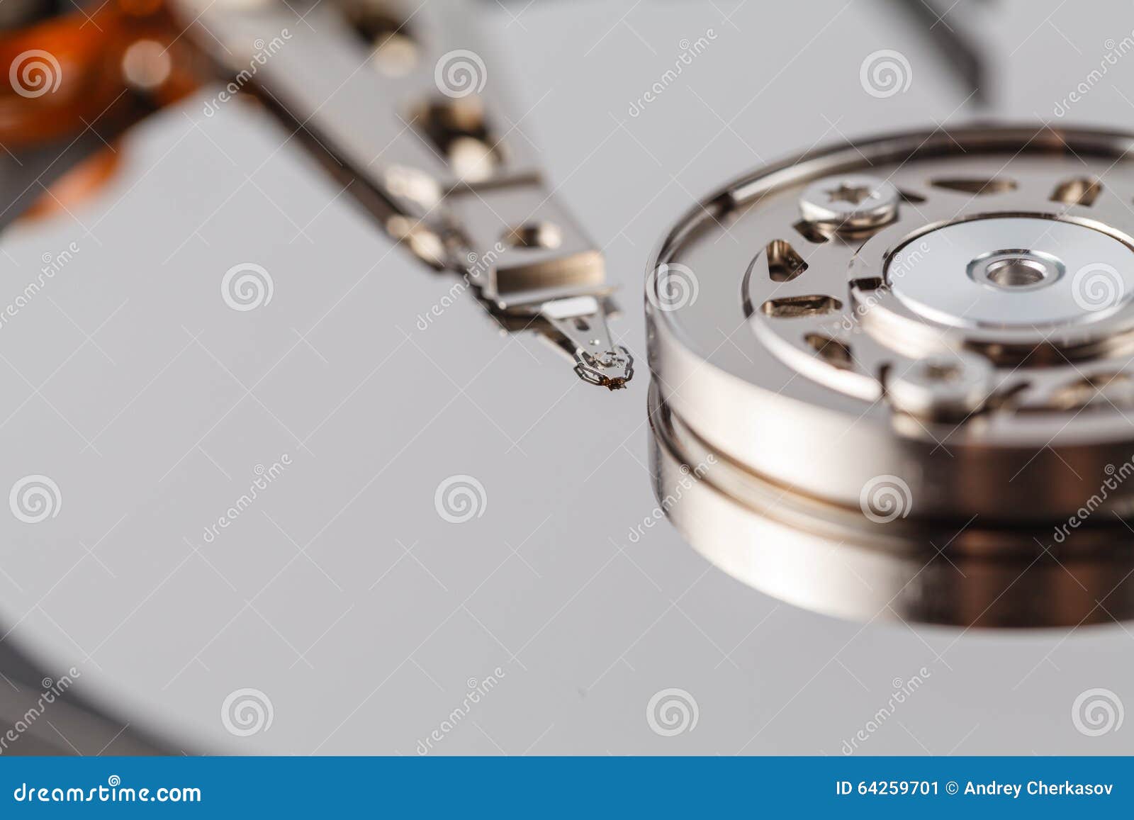 Spindle and plate open HDD stock image. Image of electronical 64259701