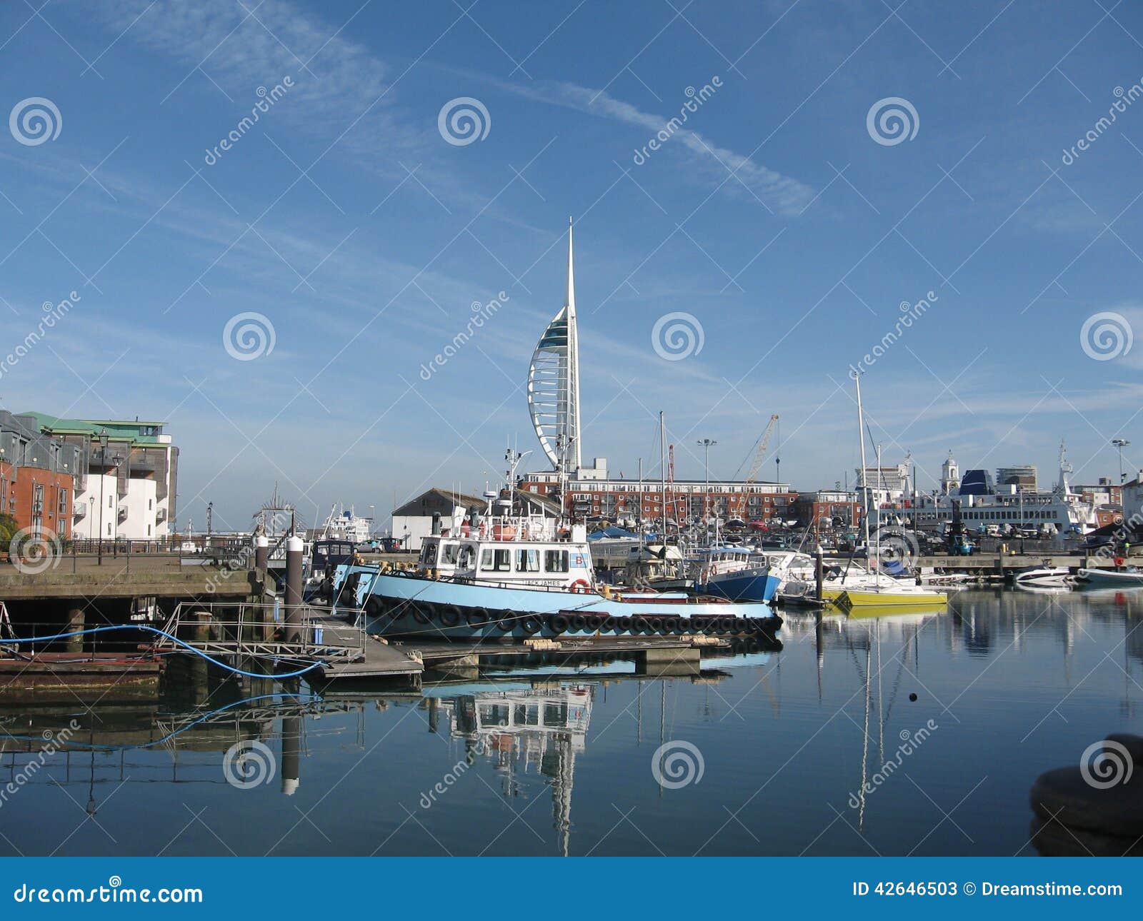 Spinnaker Tower and port editorial stock photo. Image of travel 42646503