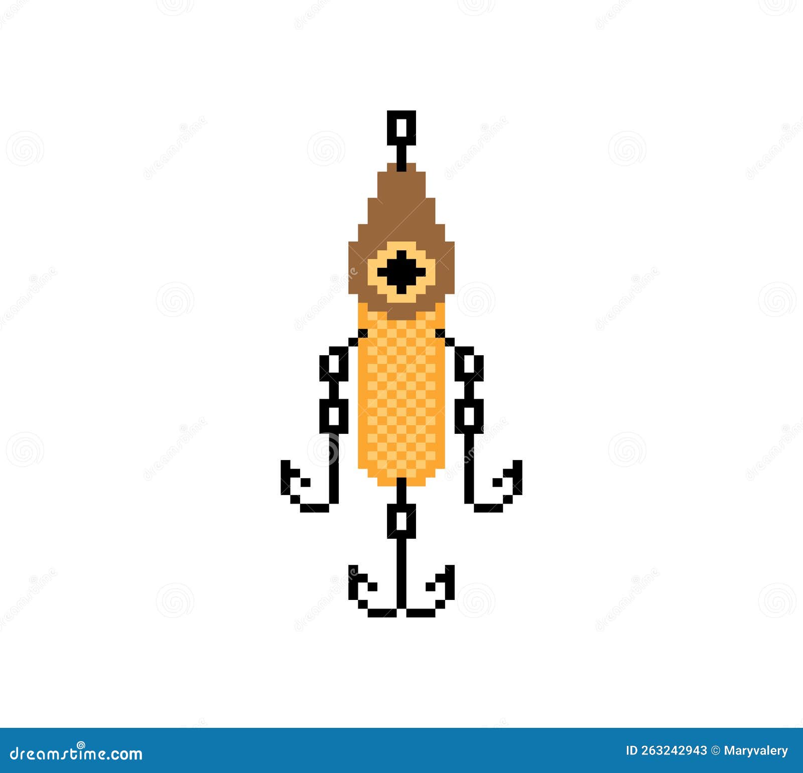 Spinner Fishing Tackle Pixel Art. 8 Bit Accessory for Fishing Pixelated