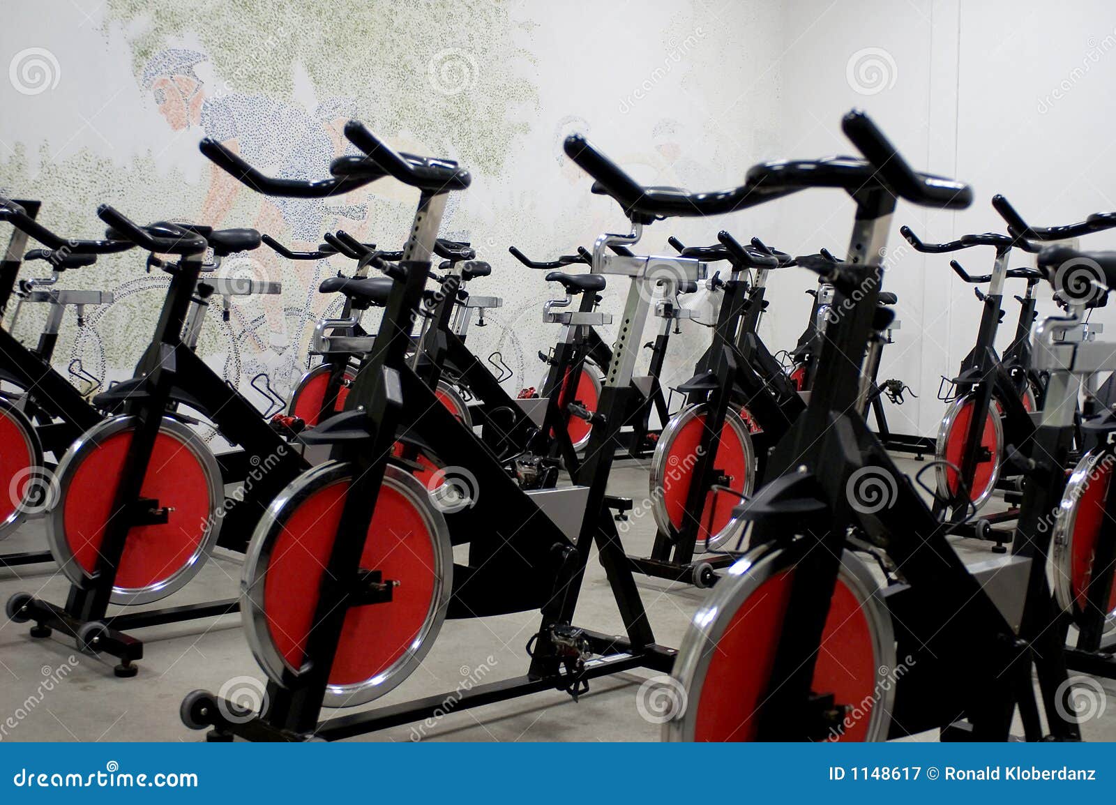 Spinning bikes stock image. Image of club, power, cycle 1148617