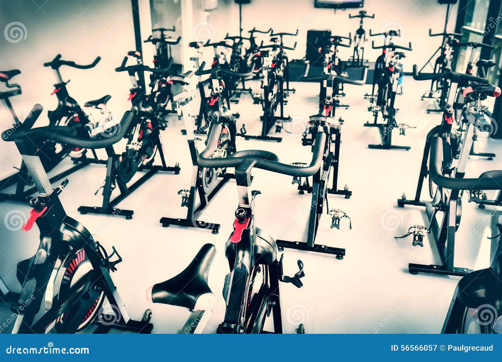 spinning class with empty bikes