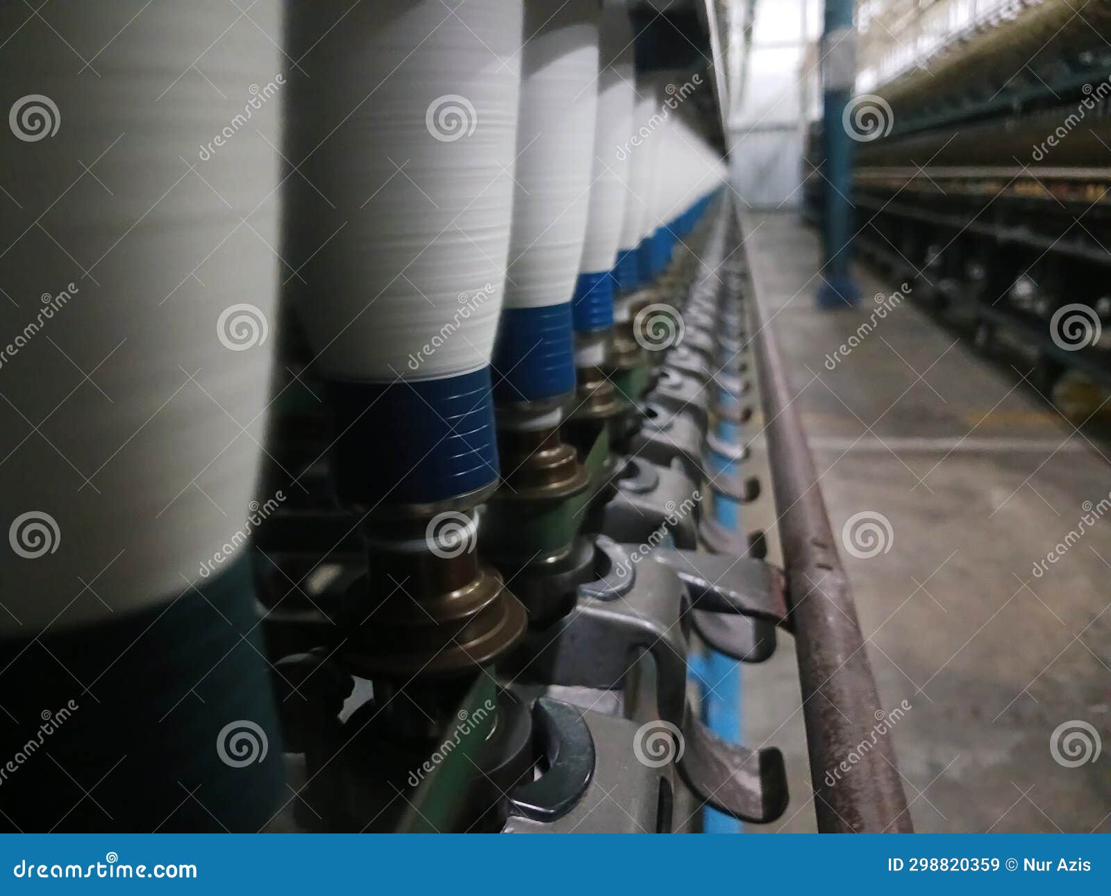 Spinning Cotton into Yarn in a Factory. Process Cotton into Thread