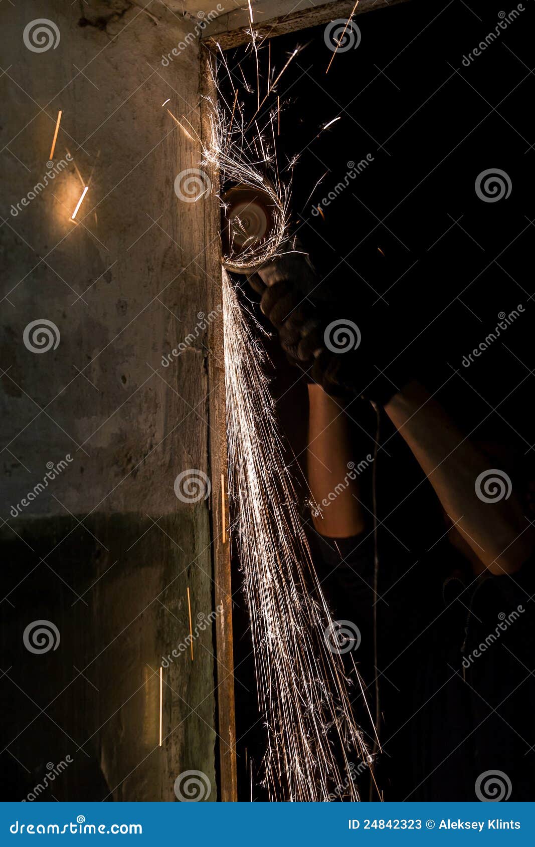 Spinning Disk of Circular Saw with Sparks Stock Image Image of