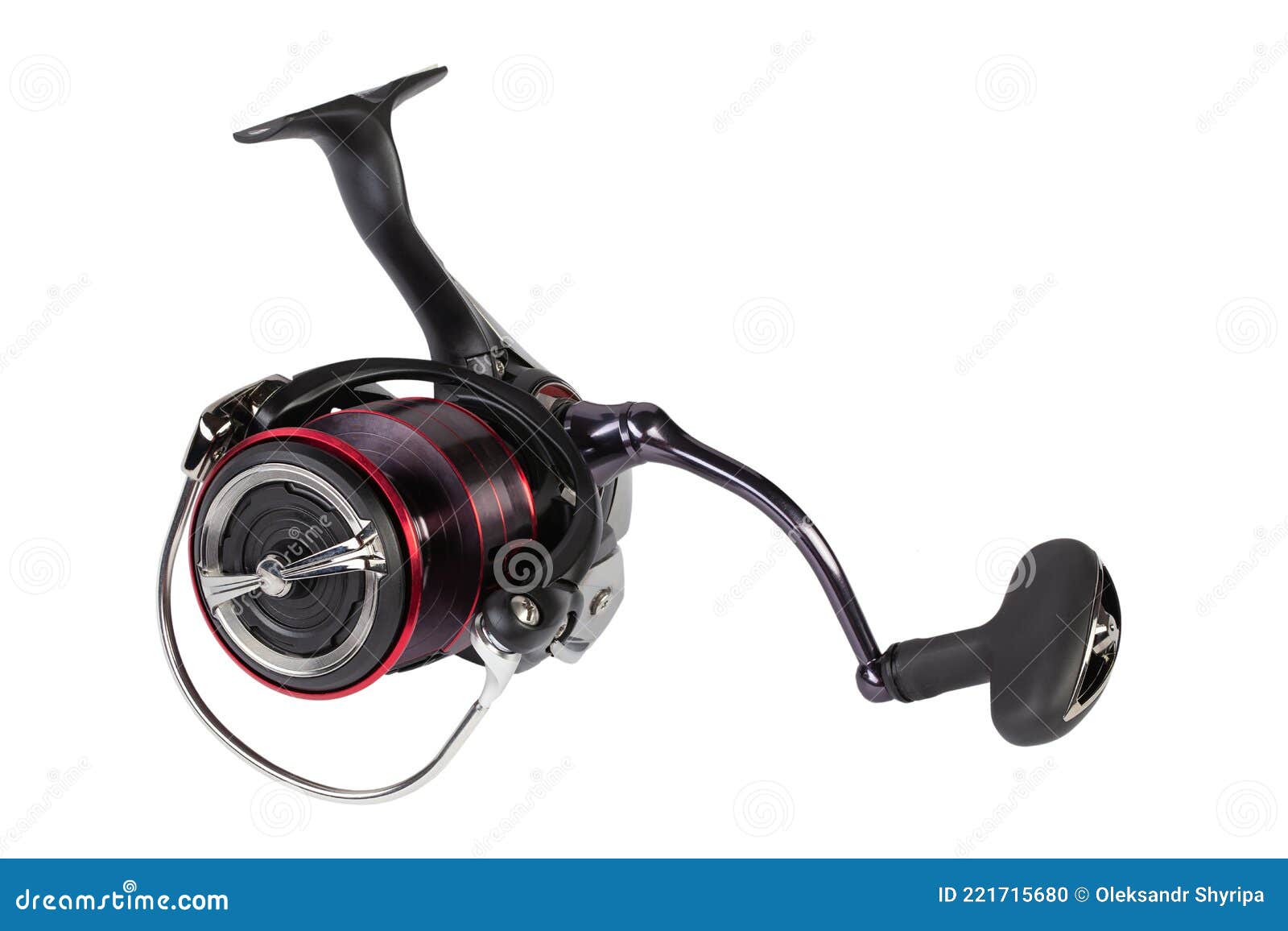 Spinning Fishing Reel Isolated on a White Background. Fishing Gear