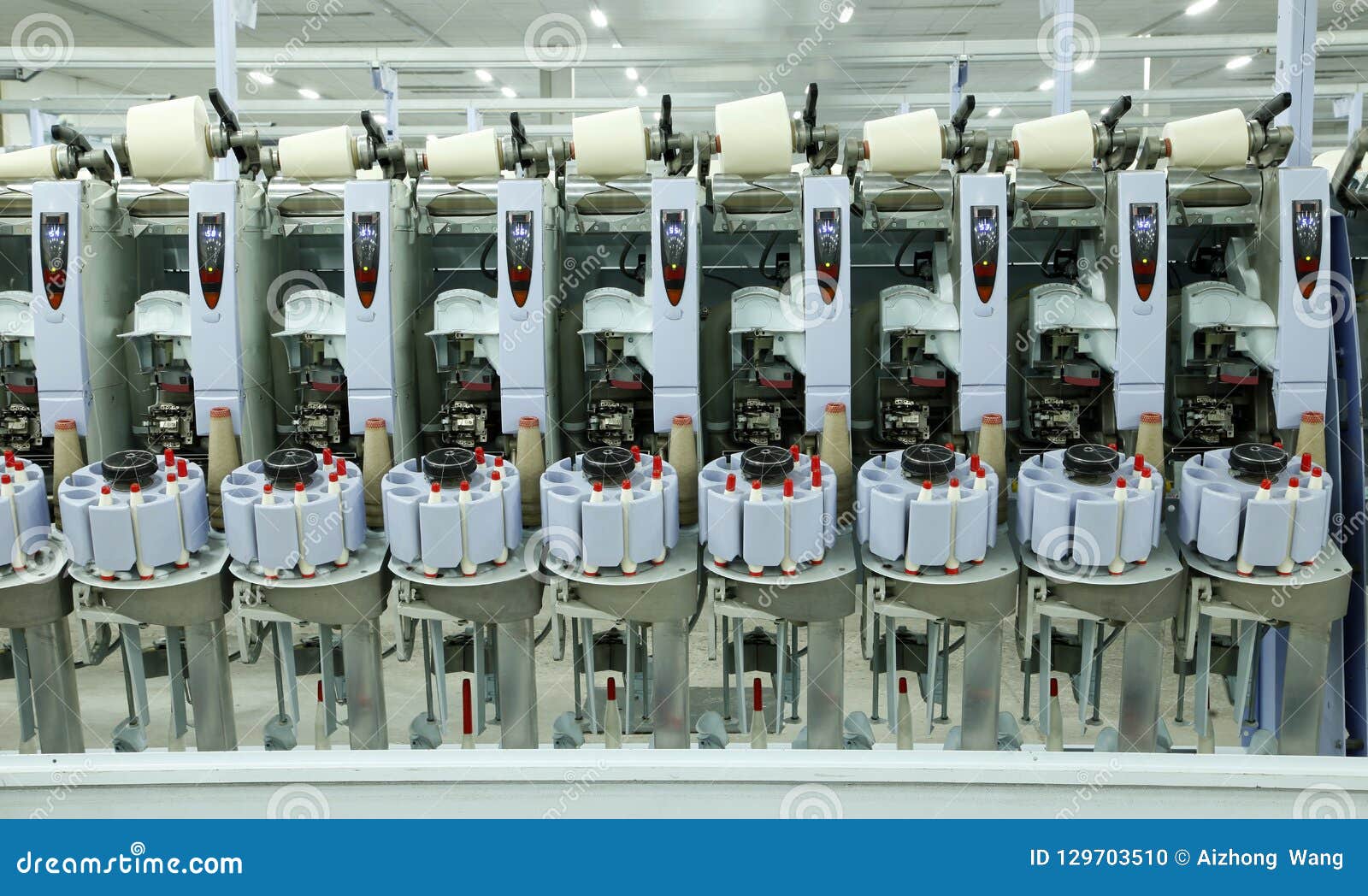Spinning Mill Equipment is Running, Stock Photo Image of bobbin