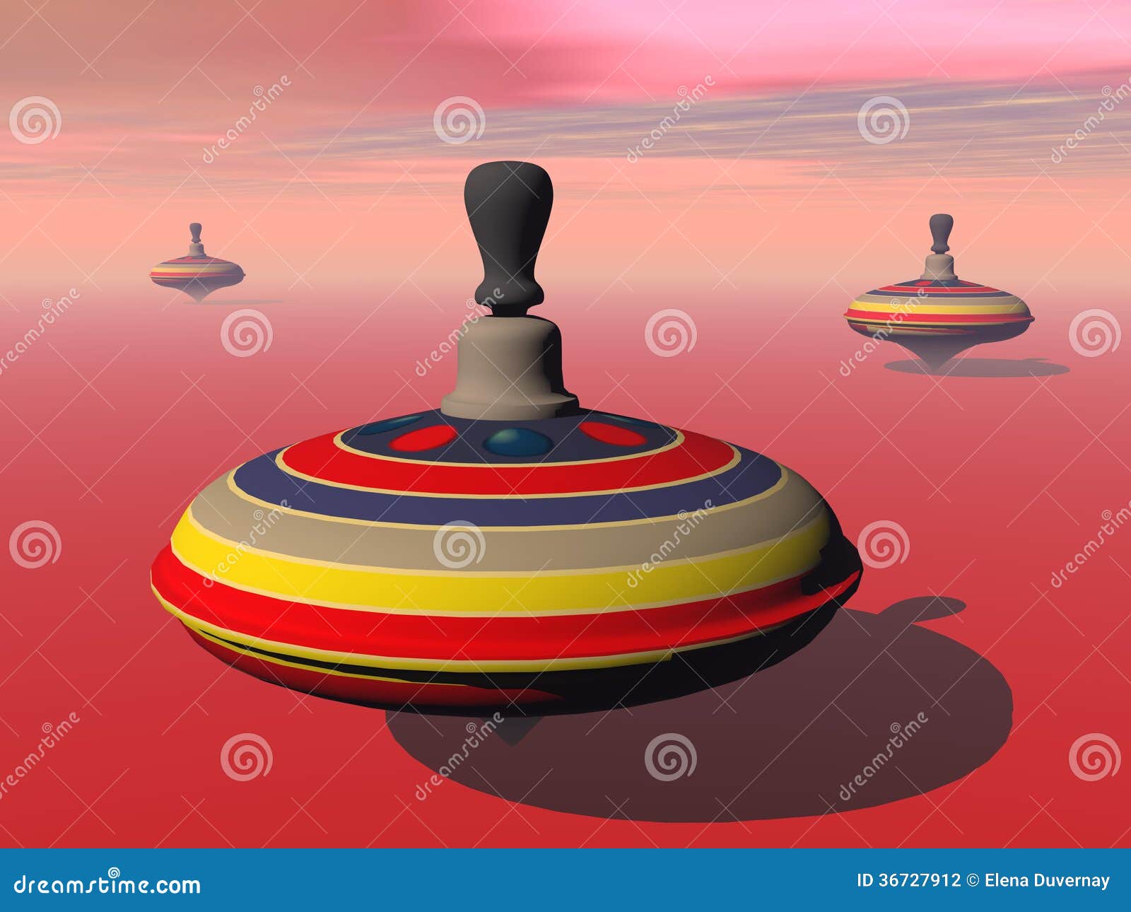 Spinning tops 3D render stock illustration. Illustration of turn
