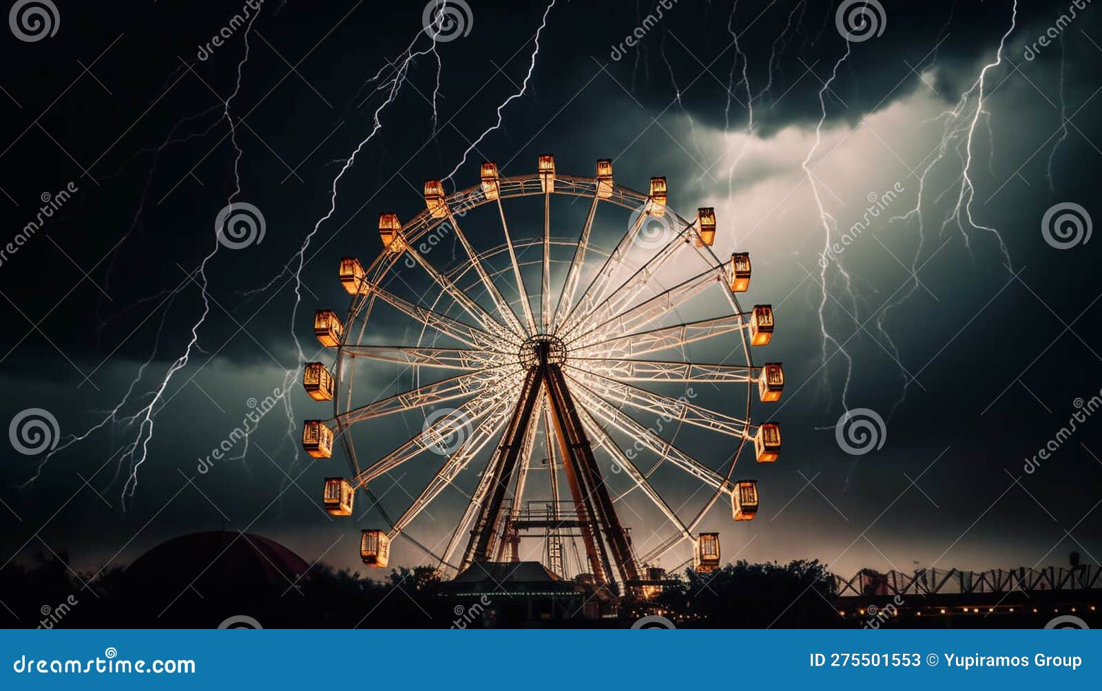 Spinning Wheel of Excitement, Glowing in Dusk Generated by AI Stock