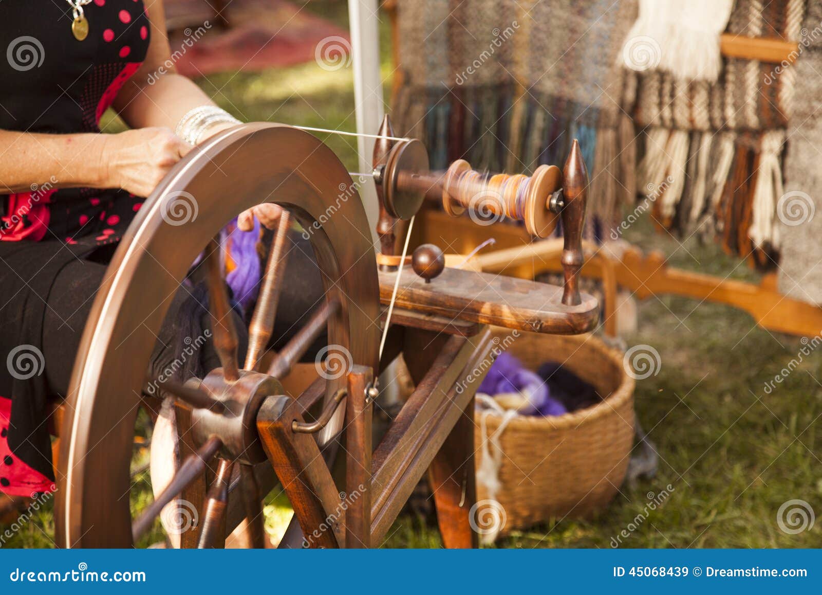 Spinning wheel stock image. Image of wheel, woman, yarn 45068439