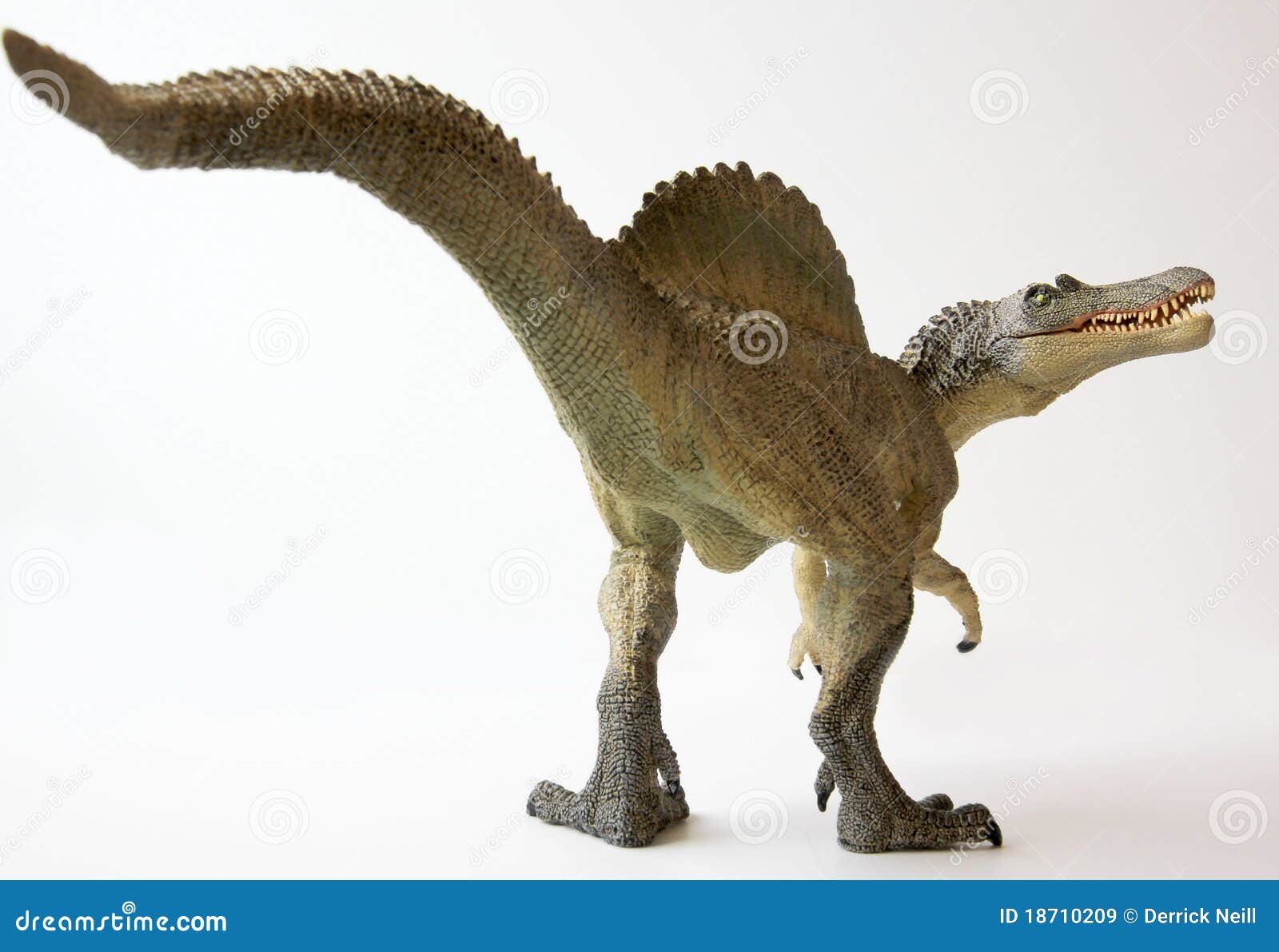 a spinosaurus dinosaur with gaping jaws