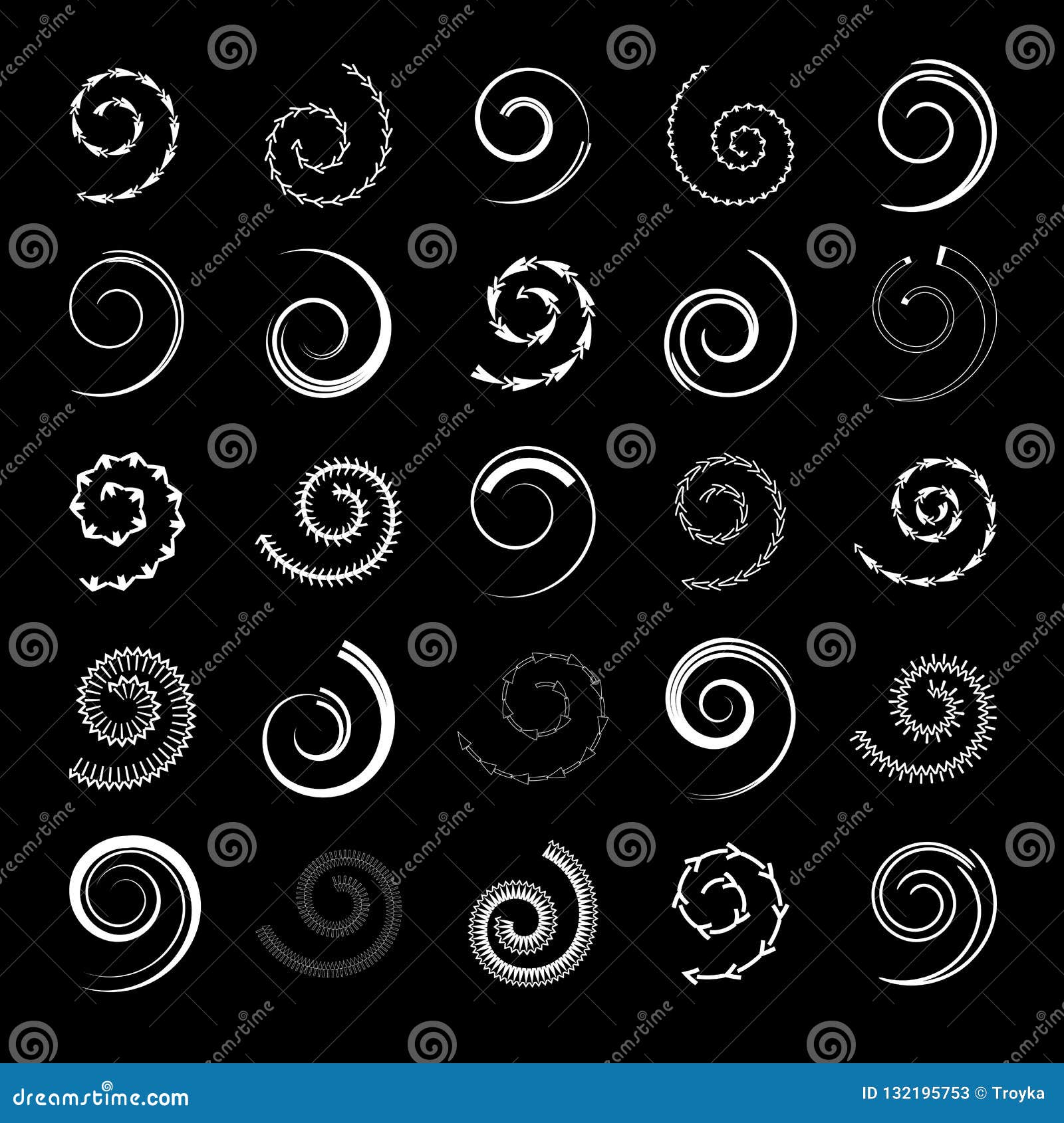 Spiral design elements set stock vector. Illustration of coil - 132195753
