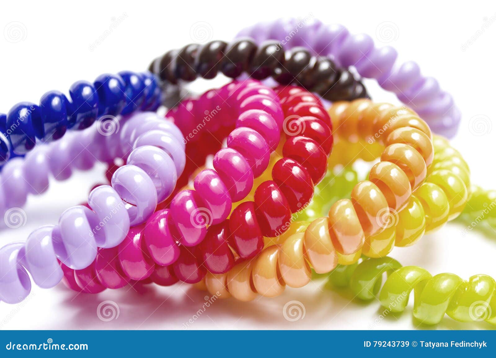 Spiral Elastic Rubber Bands for Hair Stock Image Image of purple