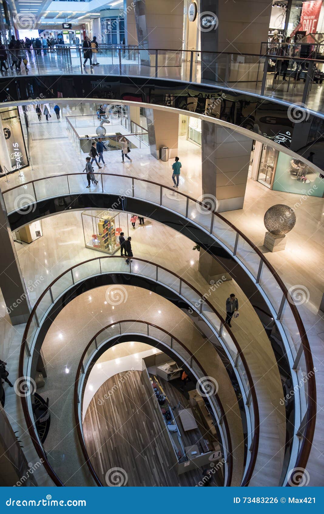 Spiral Floor Plan in Modern Shopping Centre. Editorial Photo