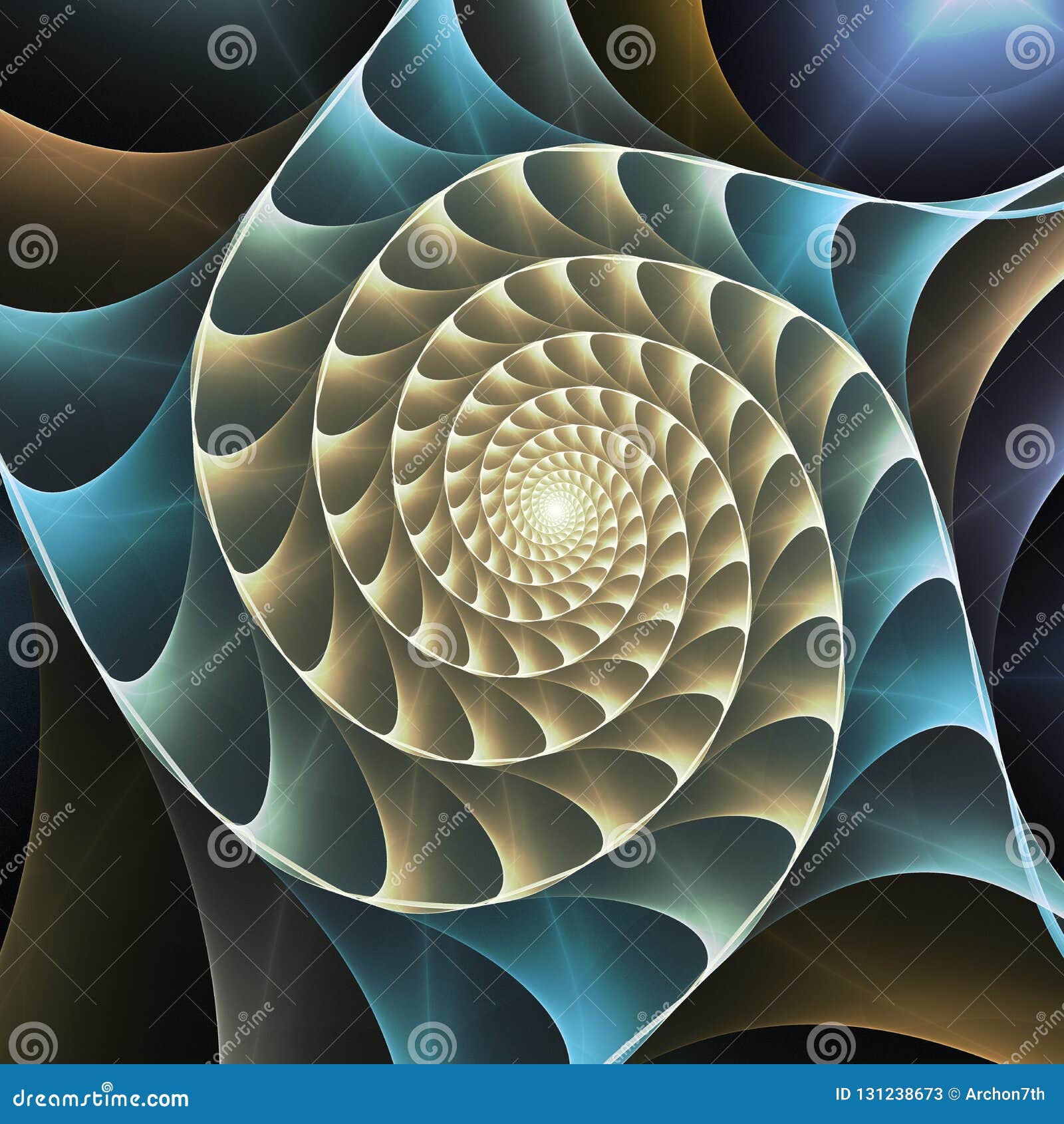 Abstract Digital Fractal Spiral Art On Stock Illustration