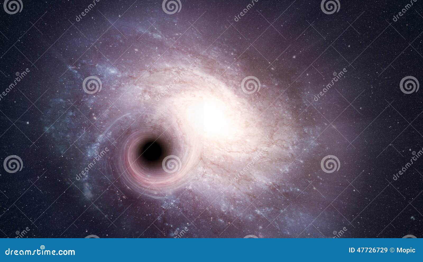 spiral galaxy and a black hole