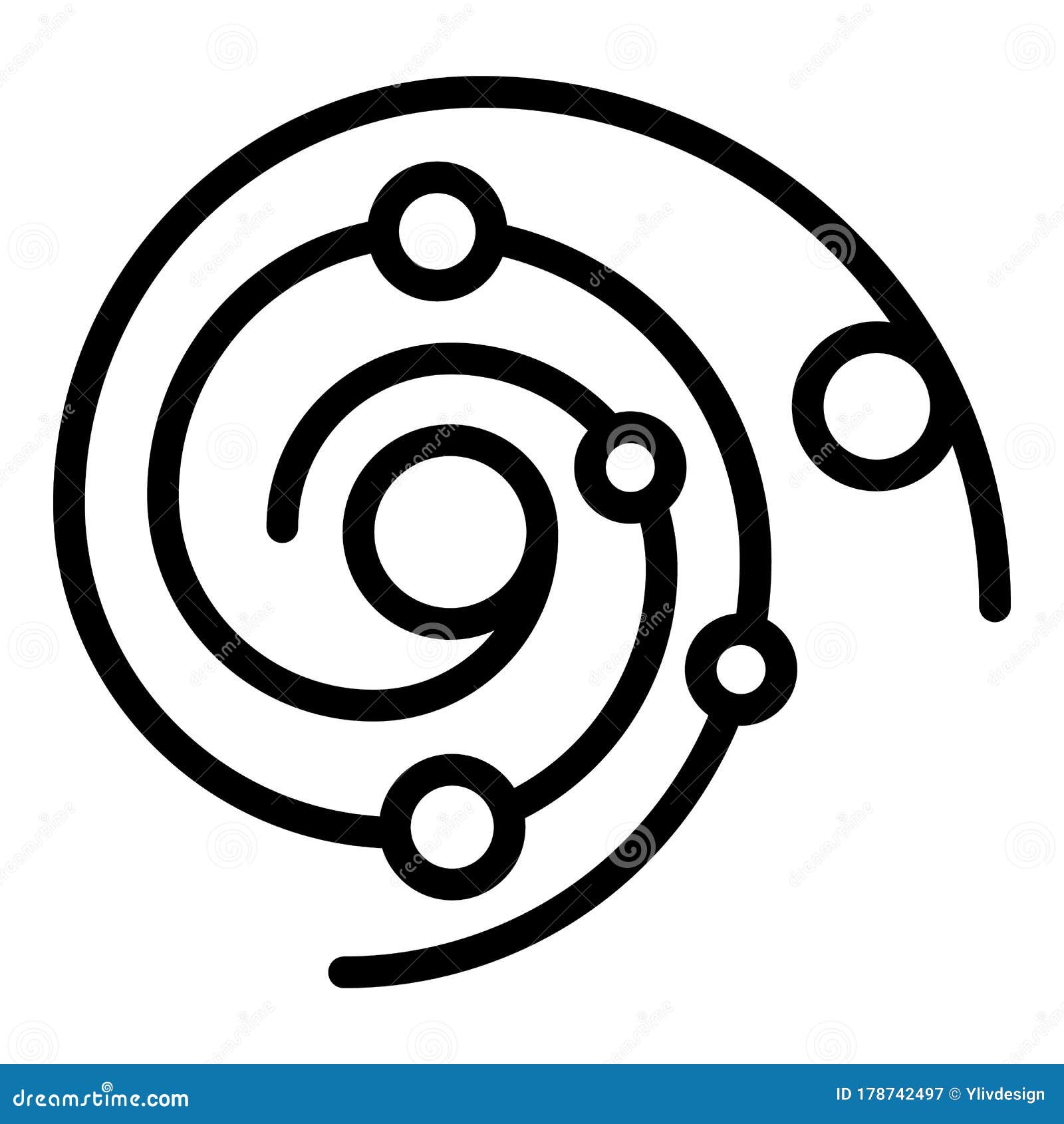 Spiral Motion of Planets Icon, Outline Style Stock Vector