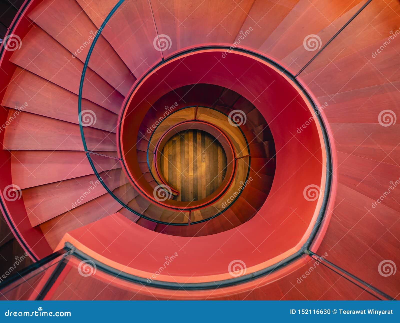 spiral staircase modern architecture detail red colour abstract background