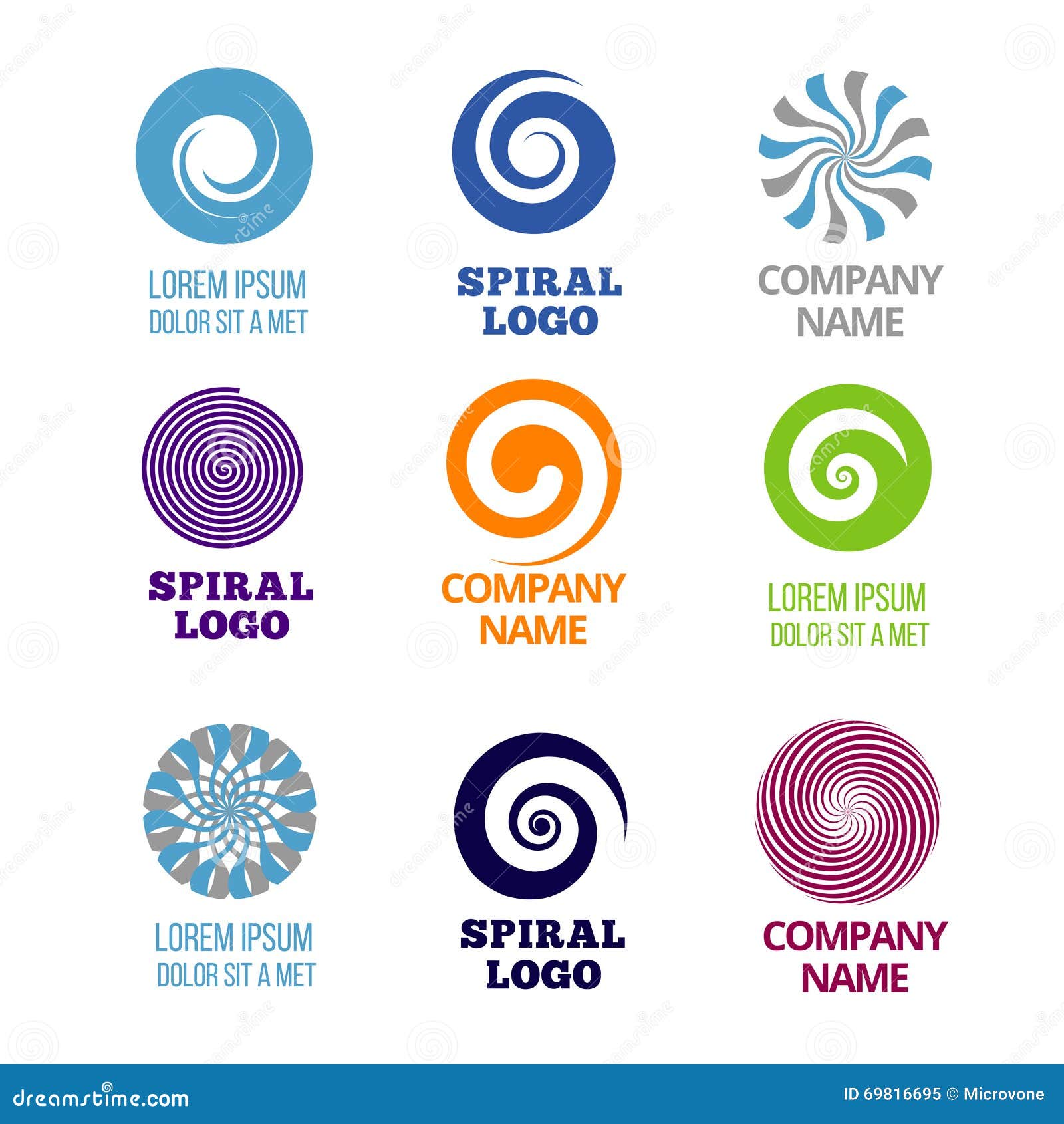 spiral and swirl logos  set