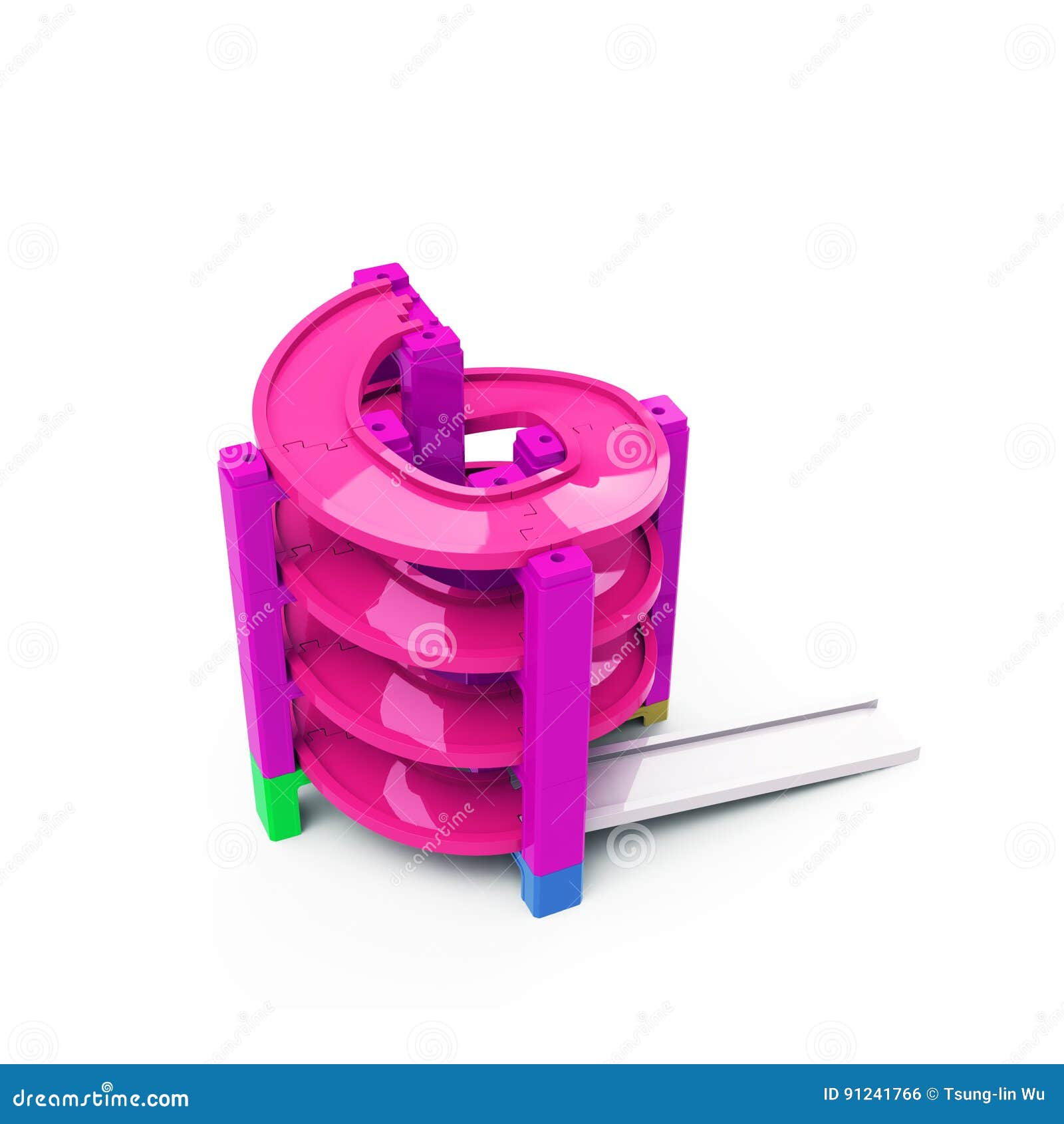 Spiral Track in Stacking Blocks, 3D Illustration Stock Photo Image of