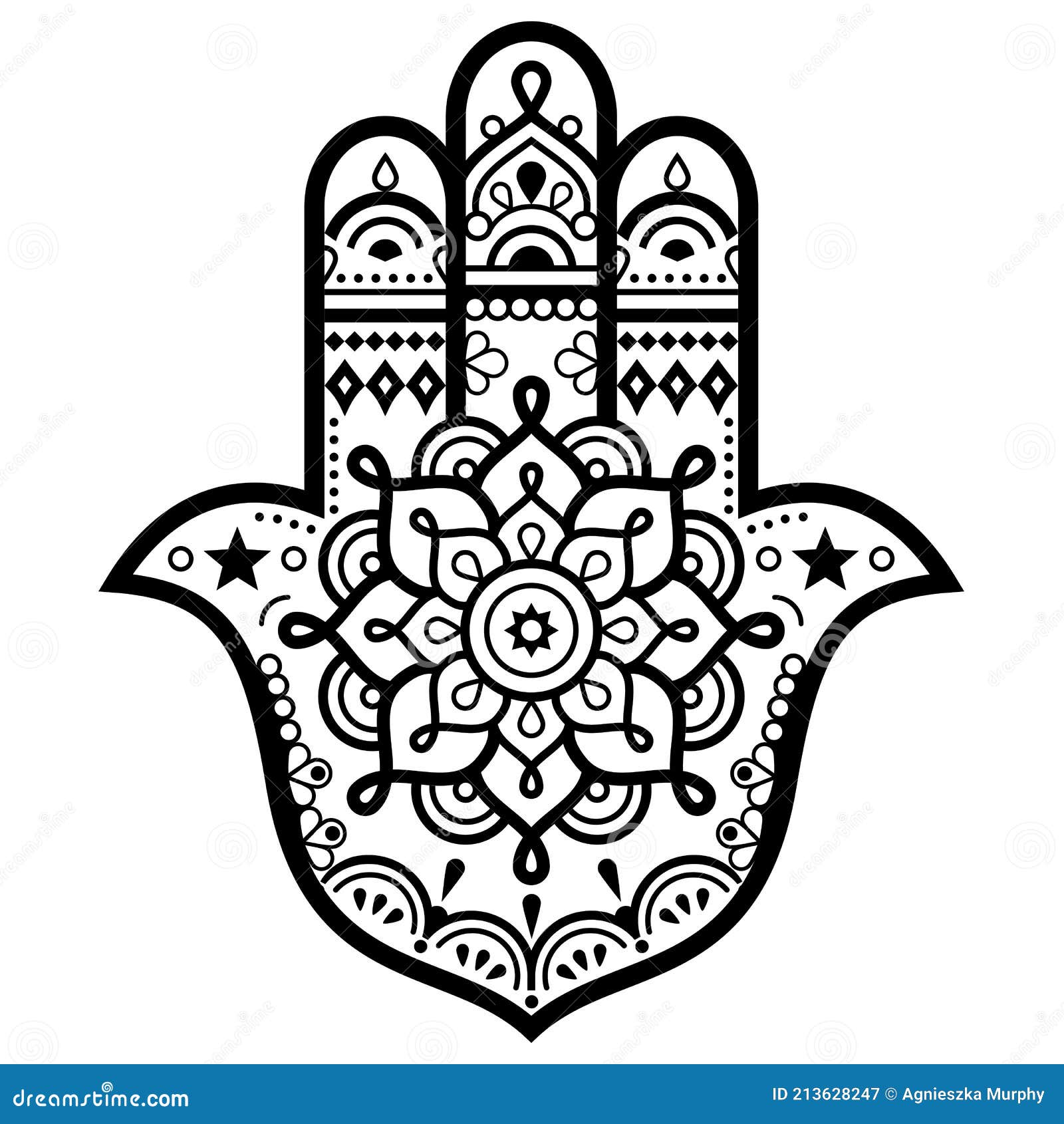 Hamsa Hand With Mandala Vector Design - Indian Mehndi Henna Tattoo ...