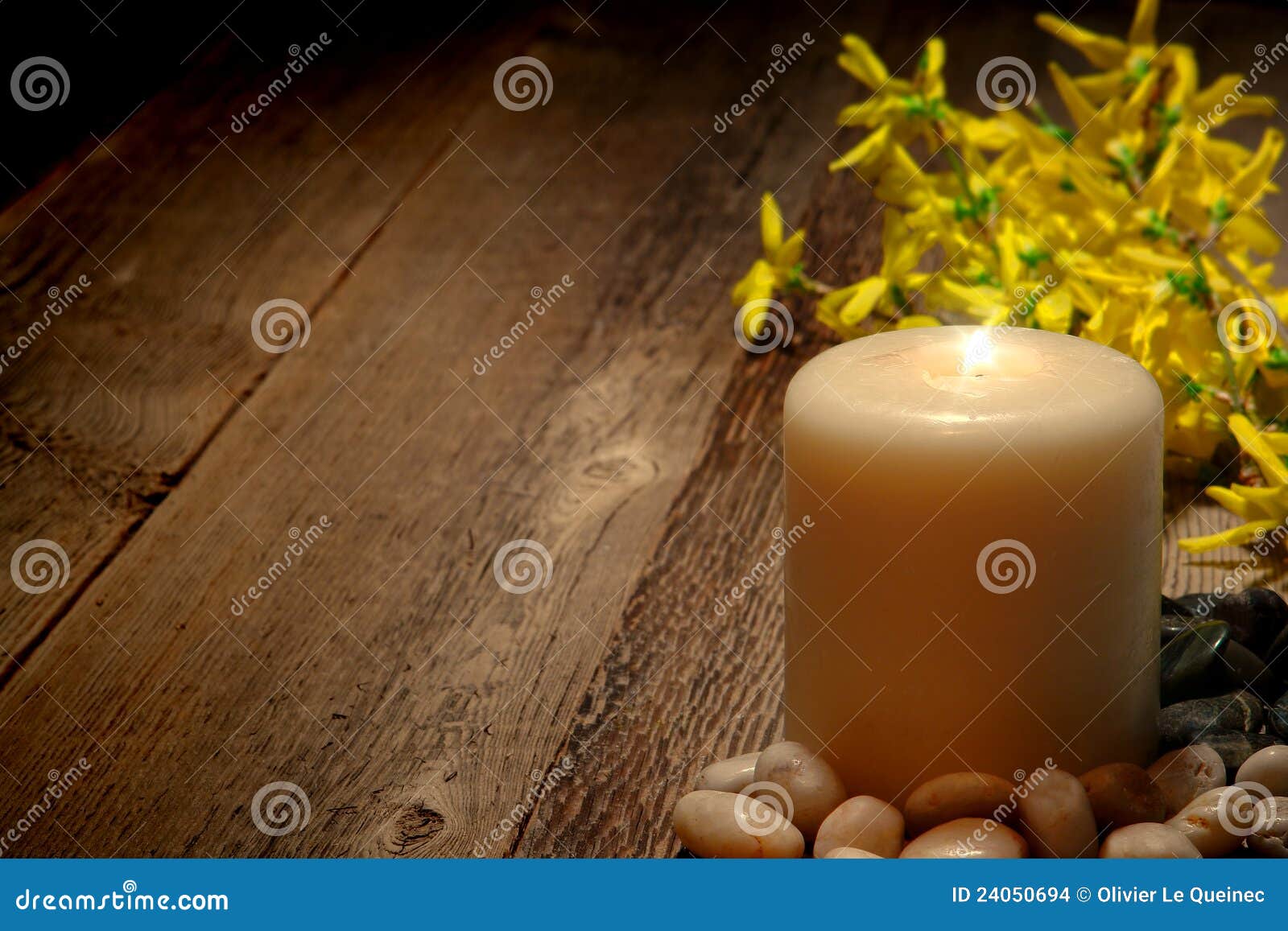 Spiritual Meditation and Reflection Pillar Candle Stock Photo Image