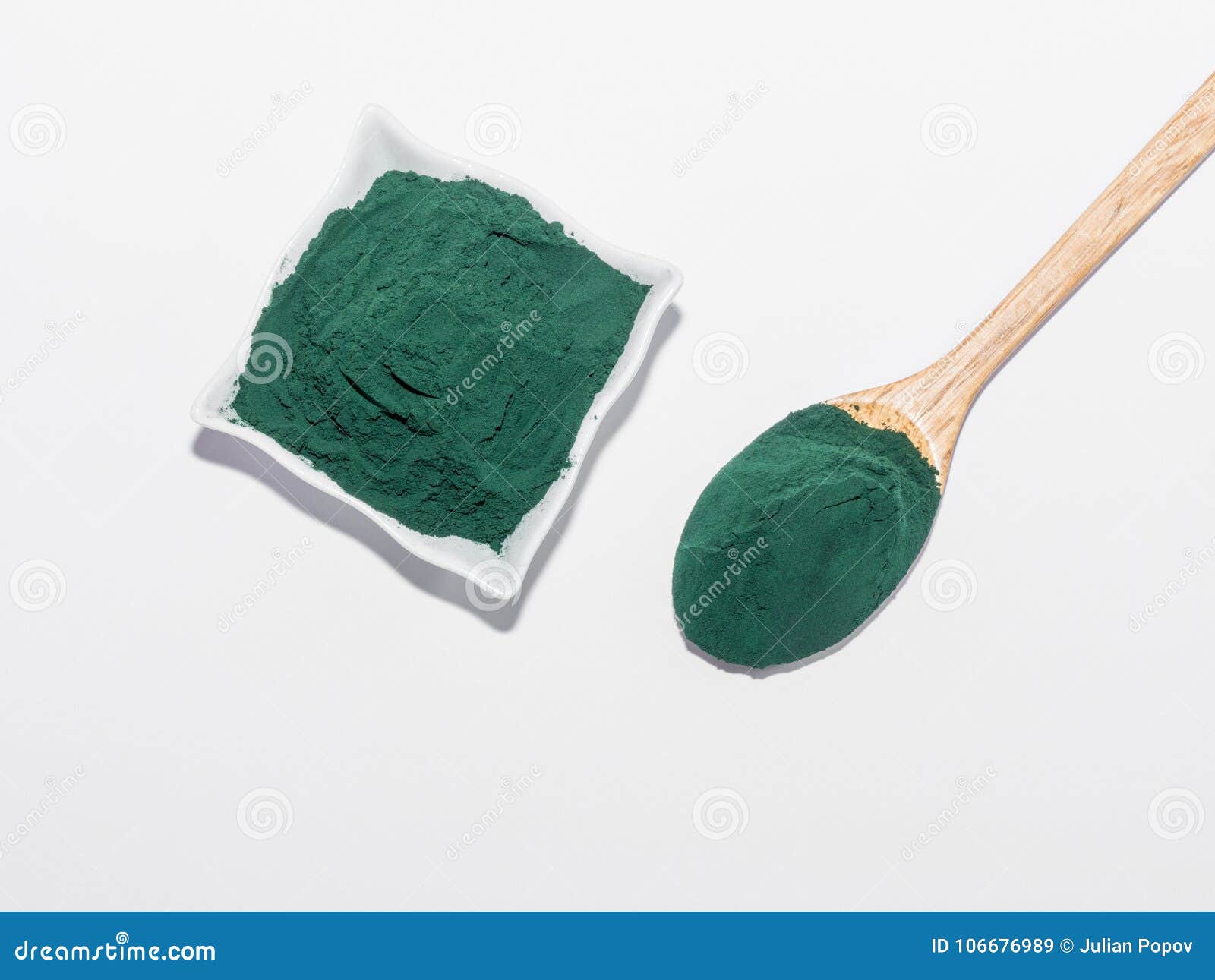 Spirulina Algae Powder, Close Up.Macro, Selective Focus Stock Image