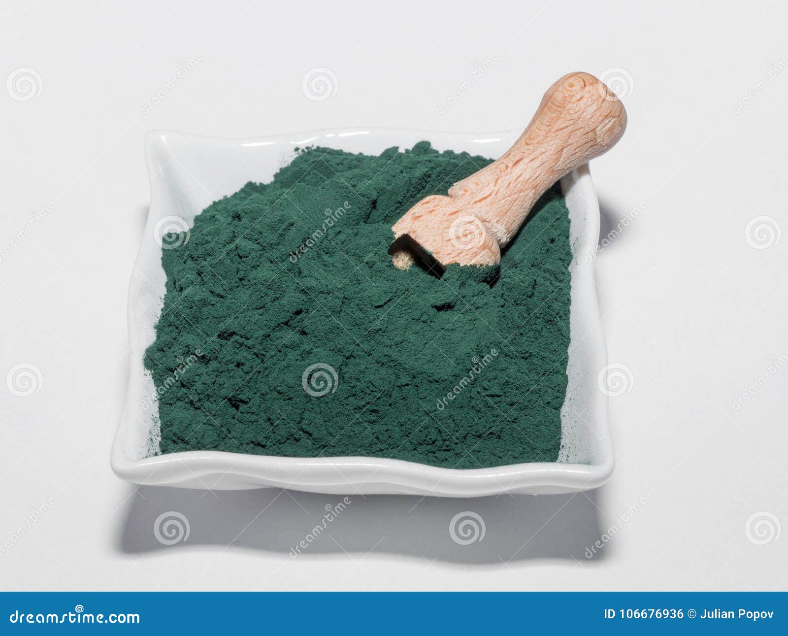 Spirulina Algae Powder, Close Up.Macro, Selective Focus Stock Photo