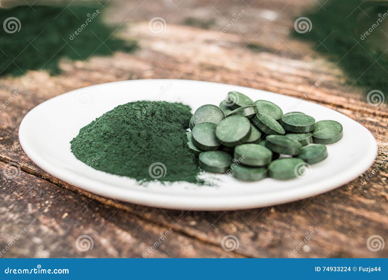 Spirulina Algae Powder and Tablets Stock Photo Image of pile, macro
