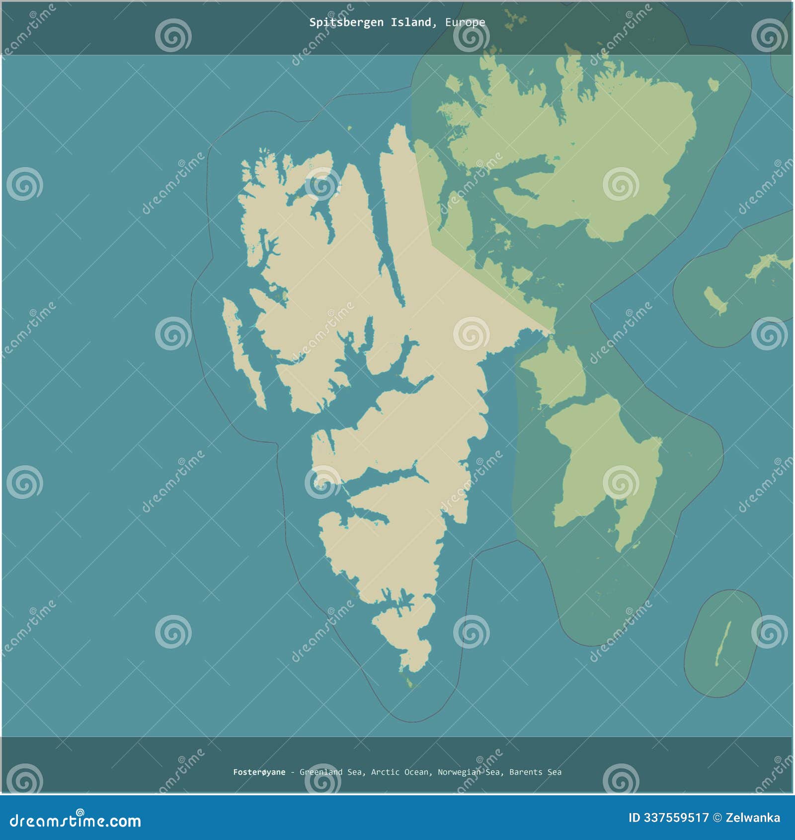 spitsbergen island, norway, cropped to square. topo humanitarian
