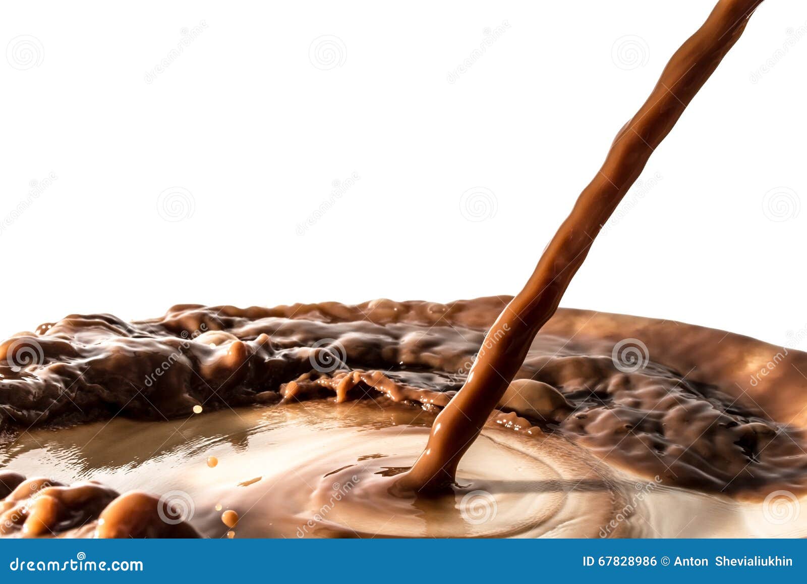 Splash of Chocolate, Pouring Stream Jet of Chocolate, Cocoa, Isolated