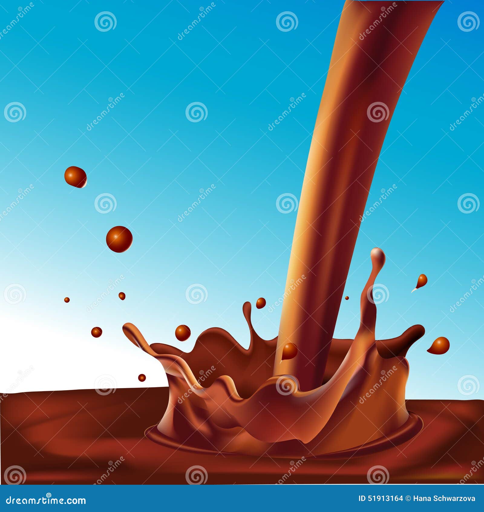 Cup with milk chocolate splash, illustration - Stock Image - F024