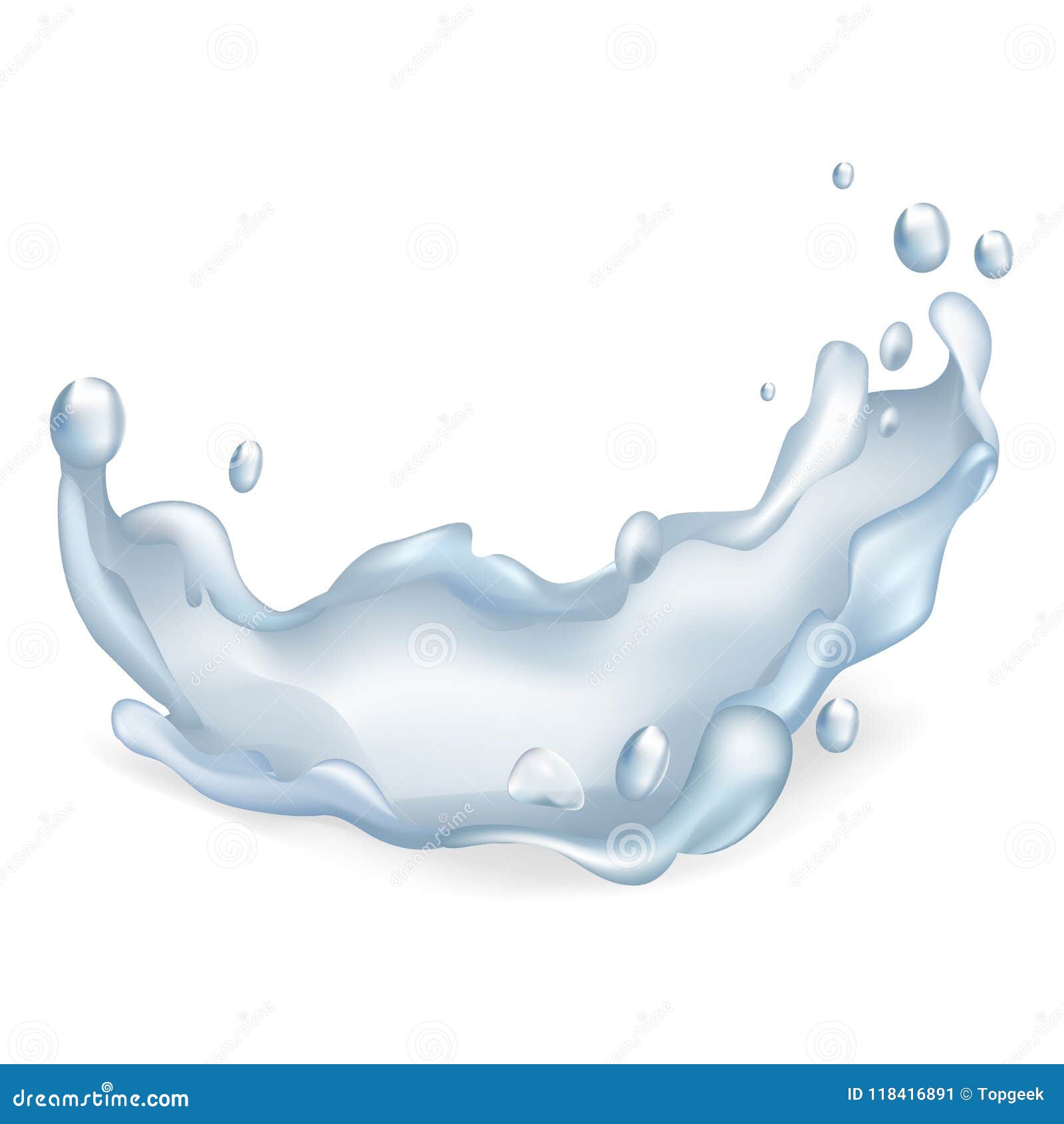 splash of liquid with droplets on transparent