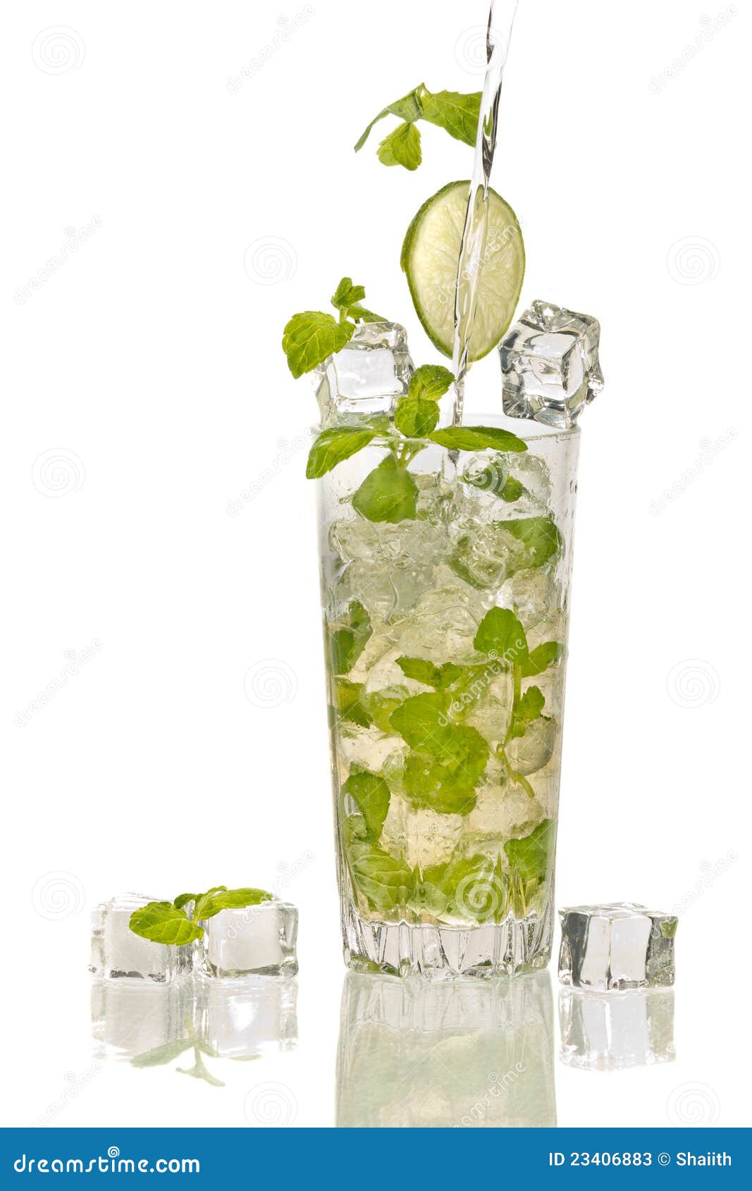 Splash in Mojito Cocktail with Ice Stock Image Image of freshness