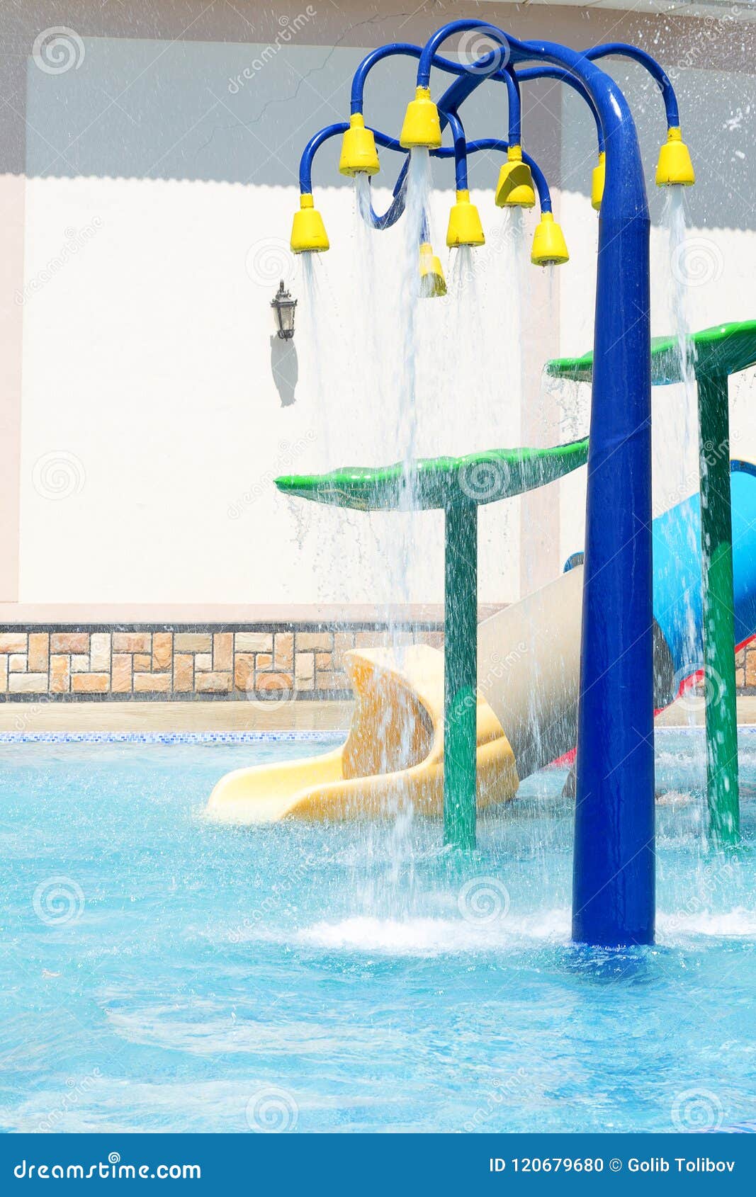 Splash Pad or Sprayground in Pool Water Park for Kids, Children Activity  Background Concept. Stock Photo - Image of children, plunge: 120679680