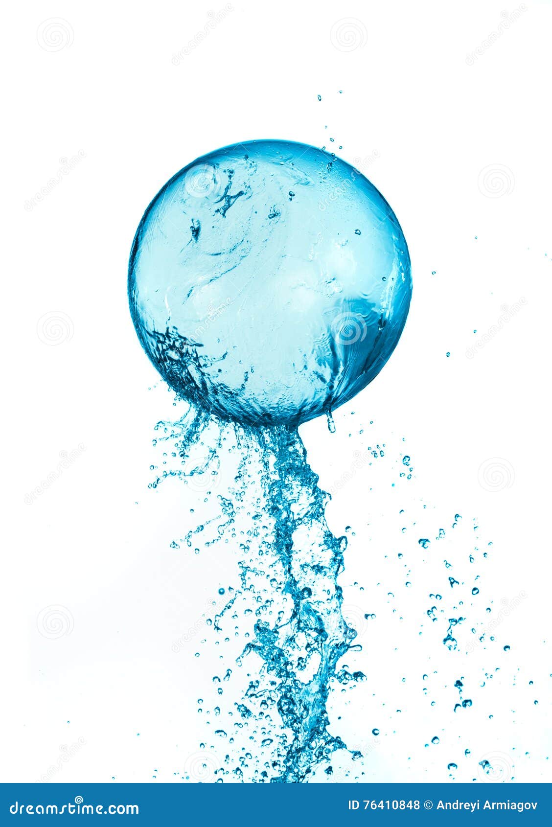 Splash water ball isolated stock photo. Image of flow 76410848