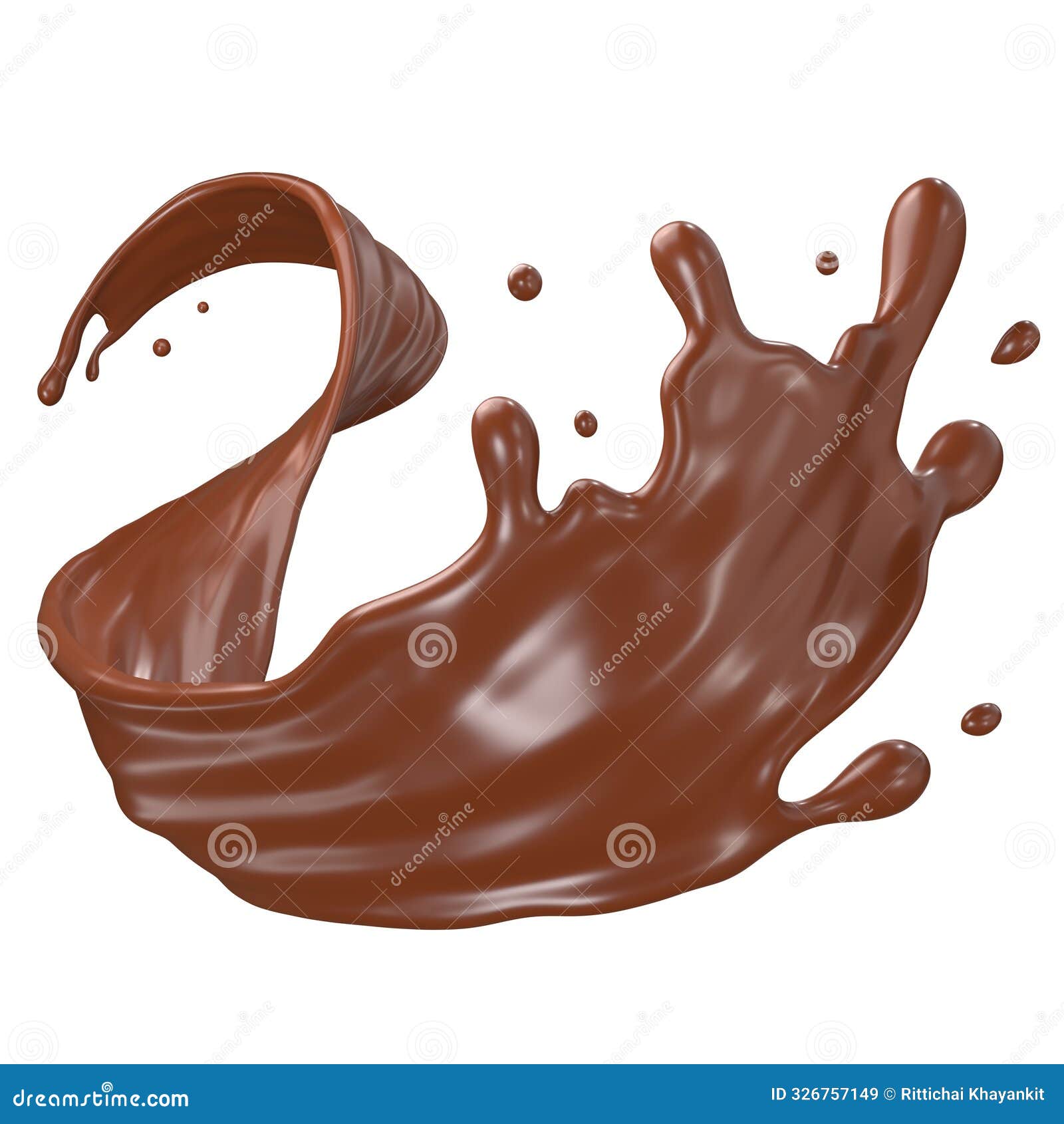 splashe chocolate  swirl 3d render 