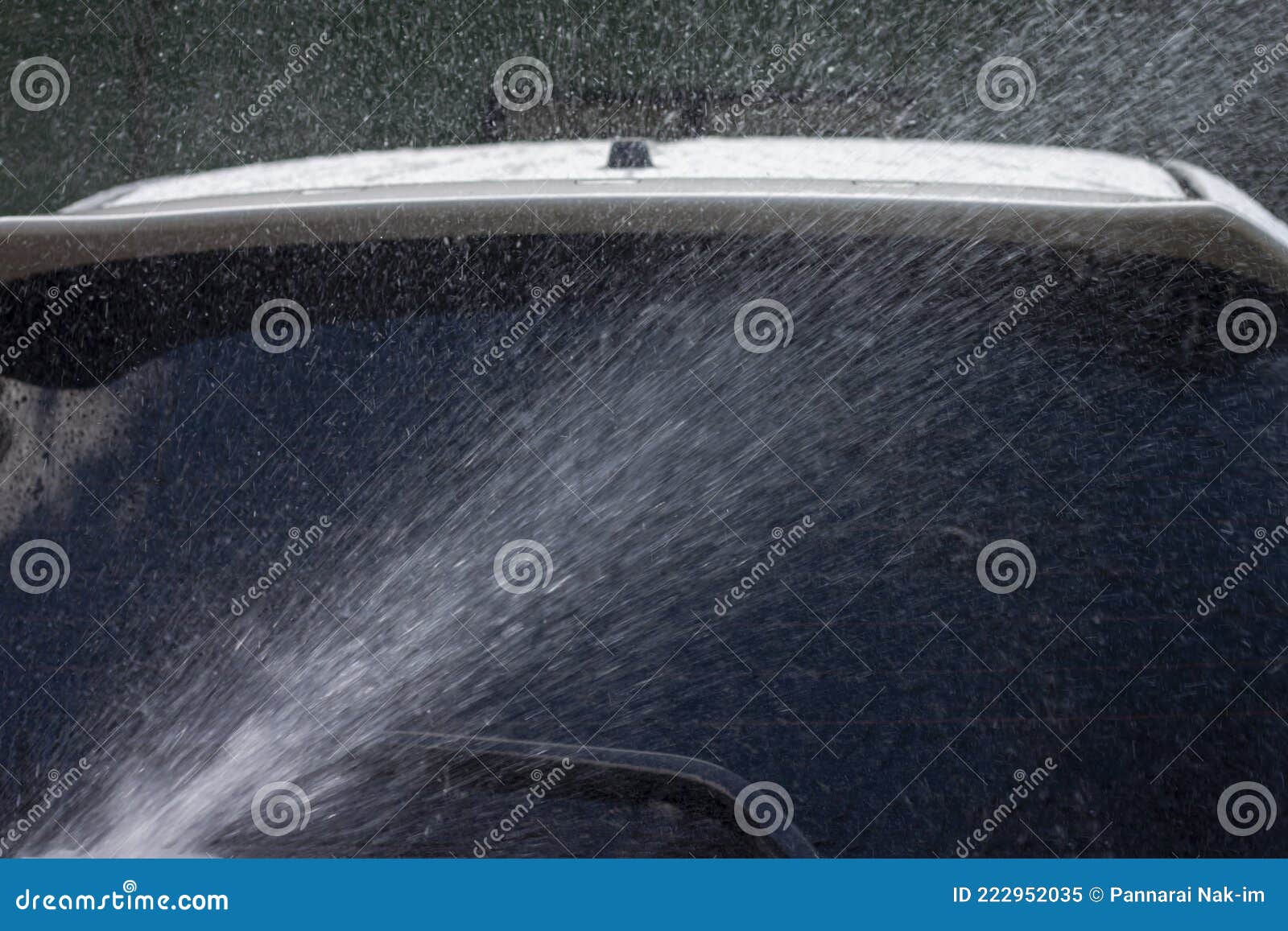 Splashes of Water from the Car Wash at the Garage. Stock Image Image