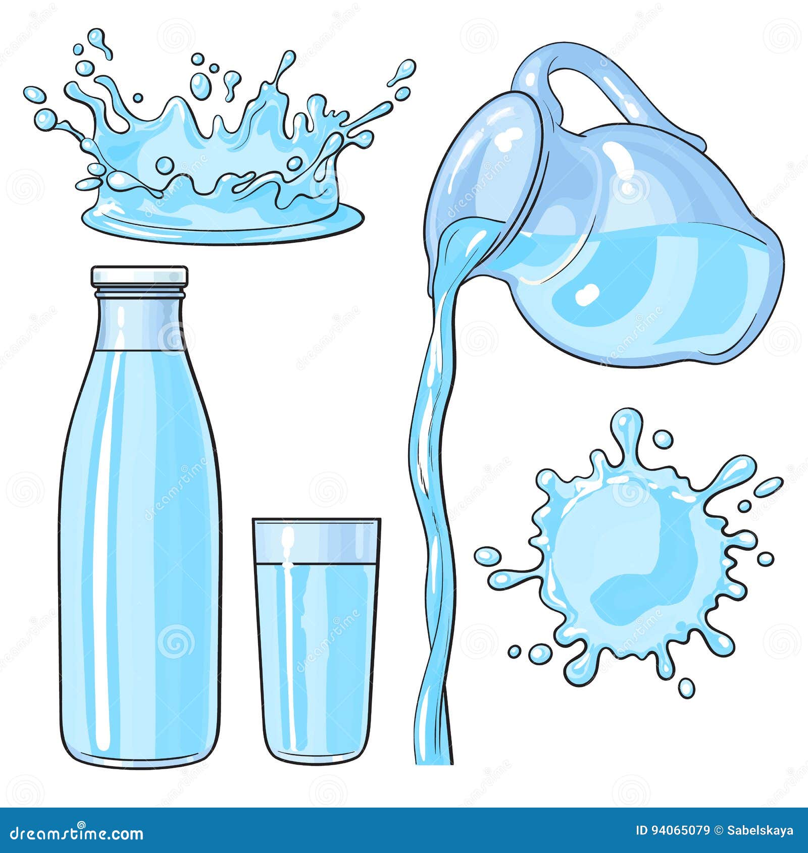 water in a glass cup sketch isolated Stock Vector