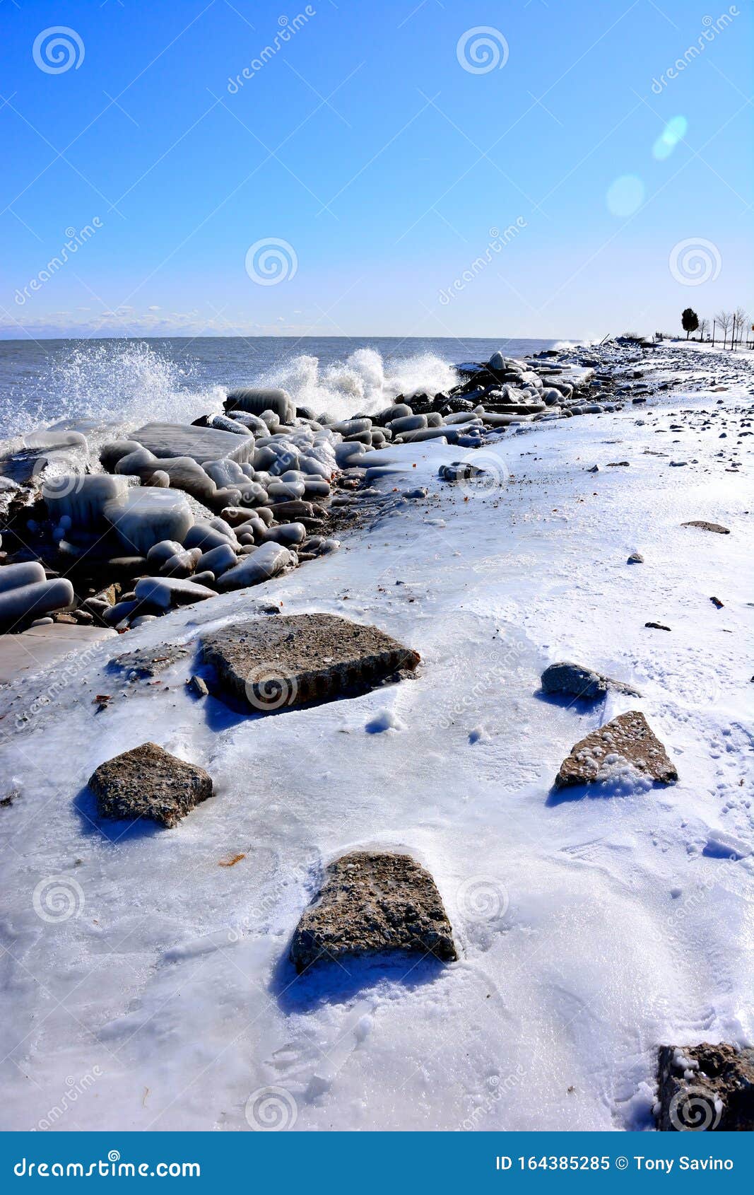 splashing waves cause beautiful ice formations