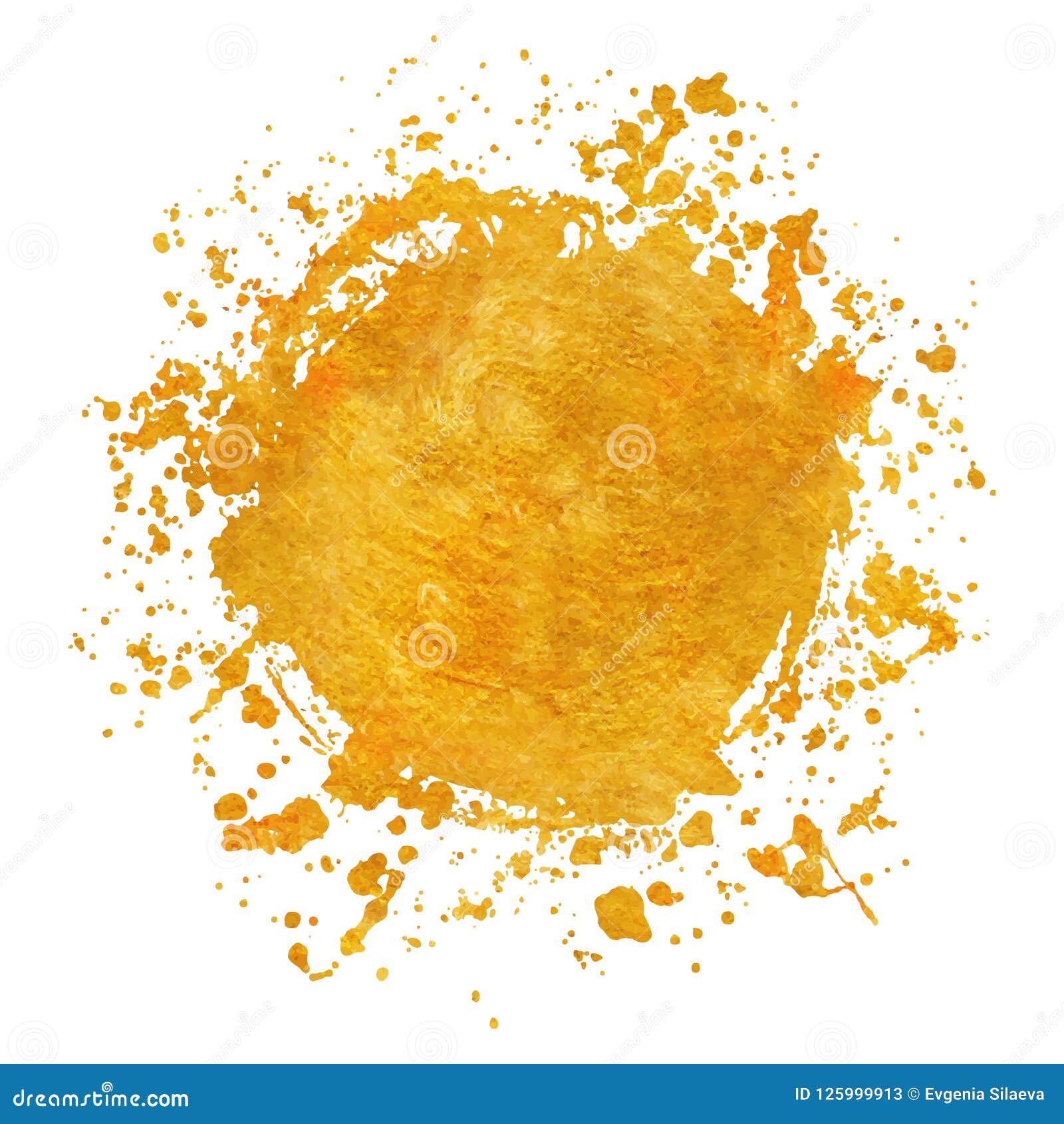 Splatter Gold Round Frame Backgrounds Paints Set with Golden Splash on