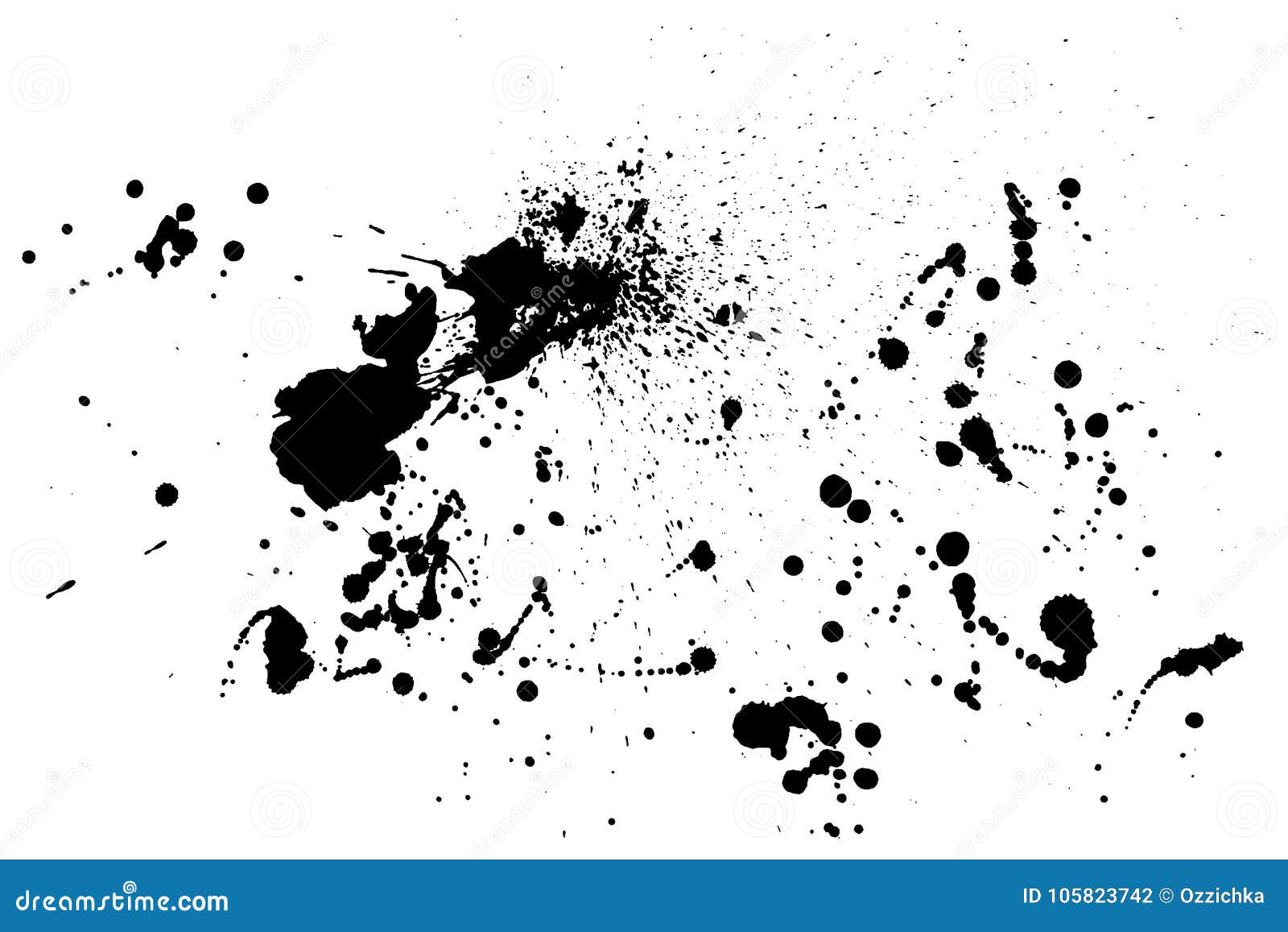 Splatter Paint Texture . Distress Rough Background . Black Spray Blot