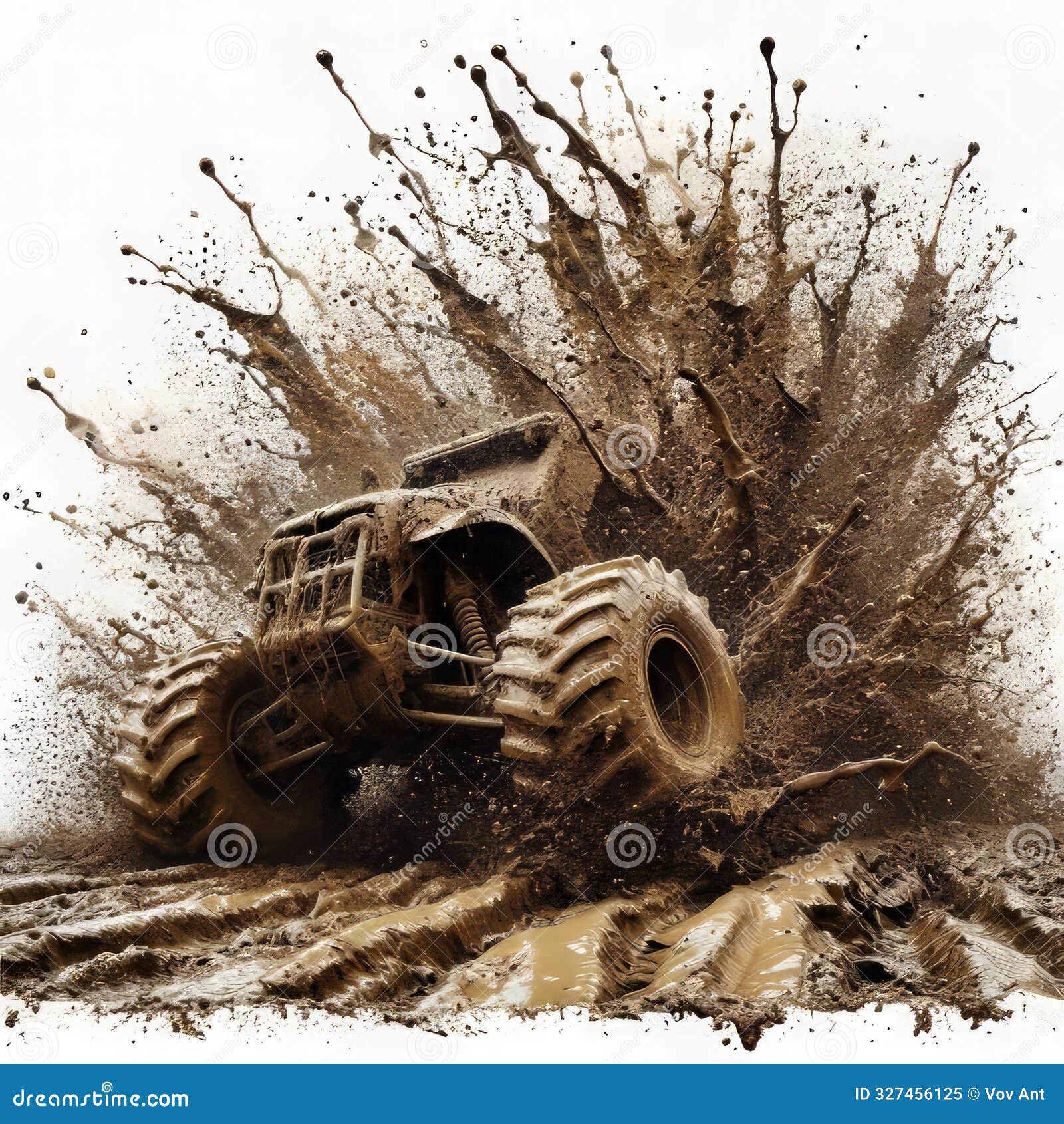 splatters of mud splashing onto a dirty surface, creat