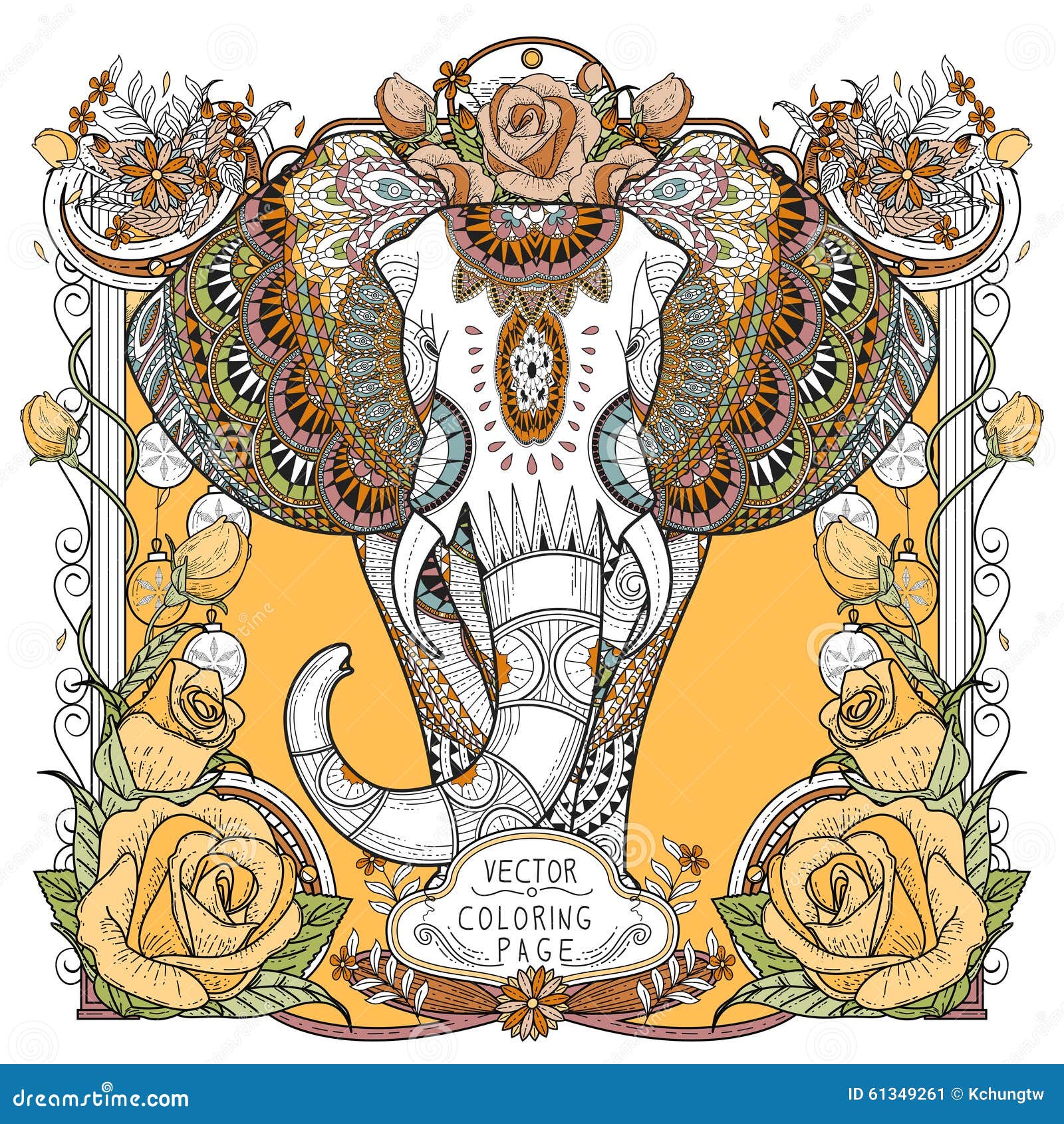 splendid elephant coloring page