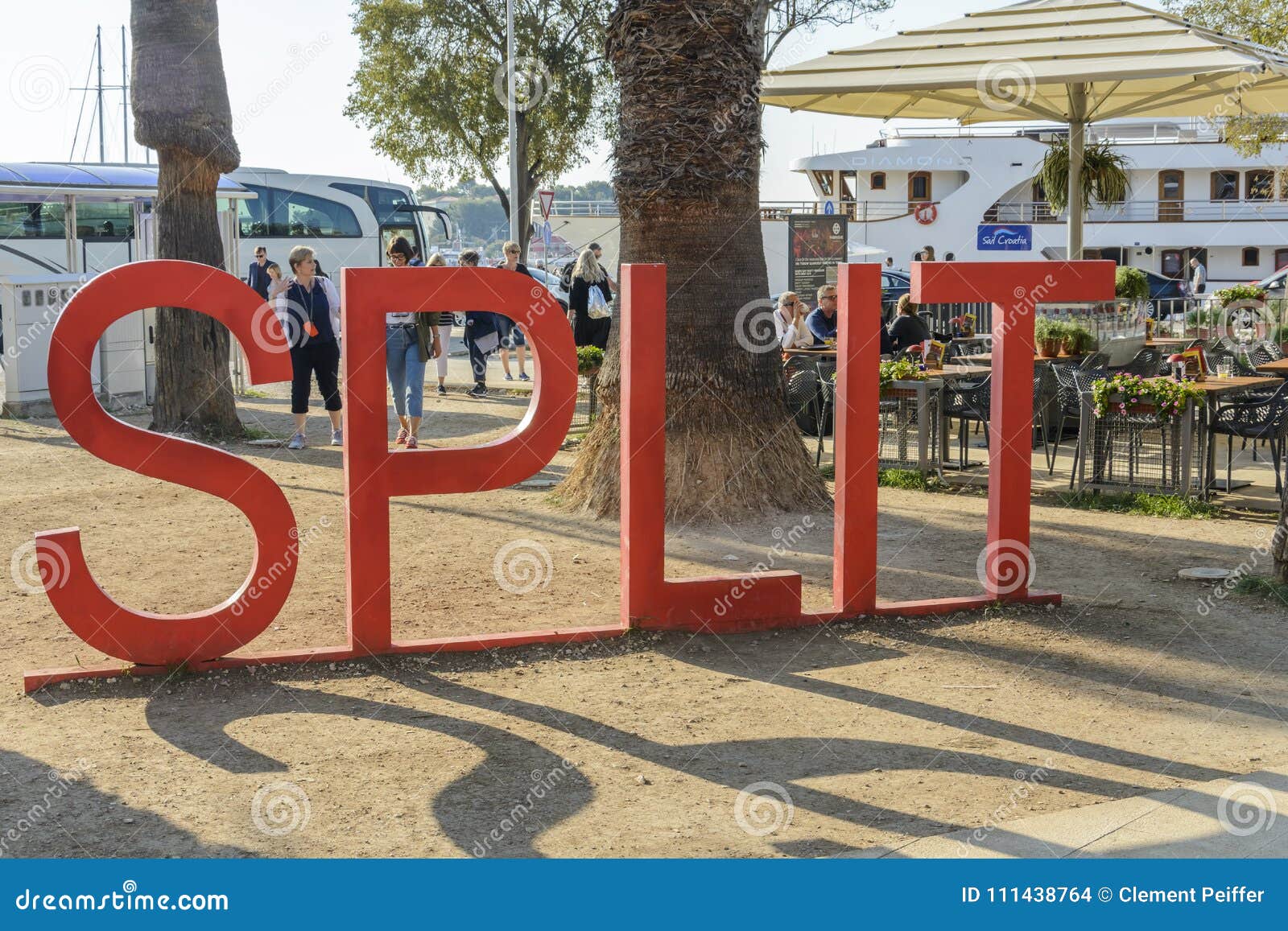 SPLIT, CROATIA, OCTOBER 01, 2017 Tourist Drinking Coffee in the