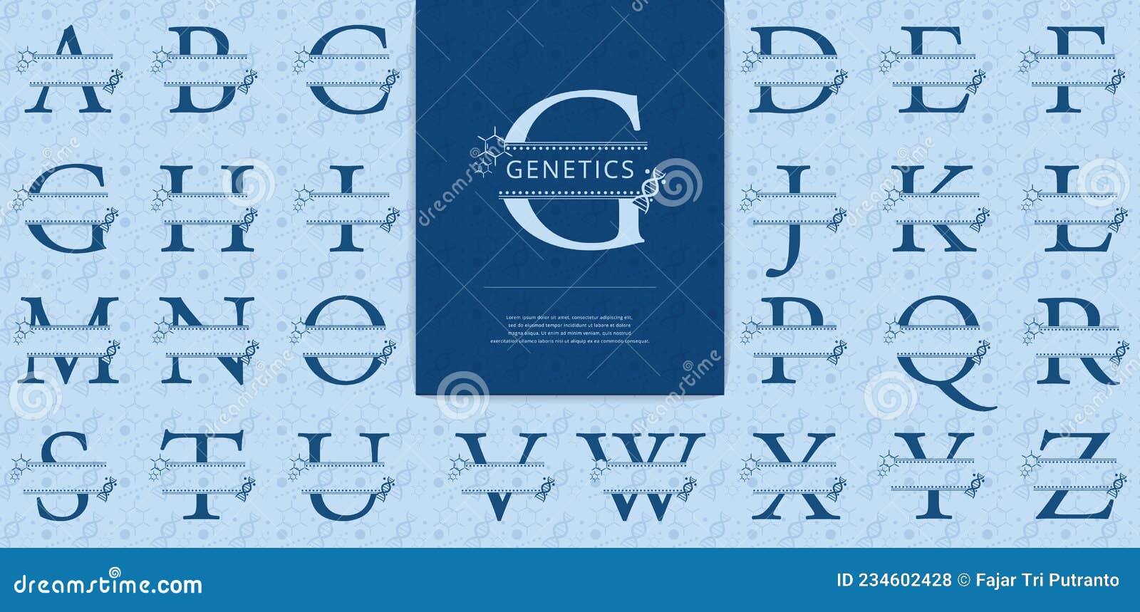 Split Letters with Genetic Elements Stock Vector  Illustration of