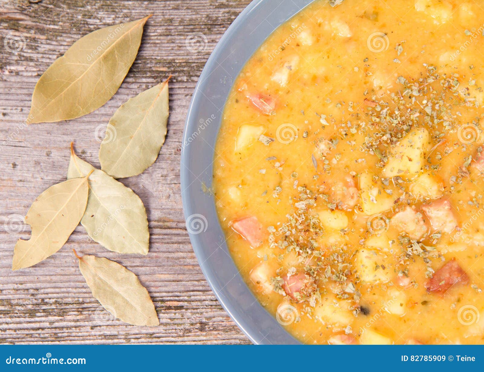 Split pea soup stock image. Image of marjoram, macaroni - 82785909