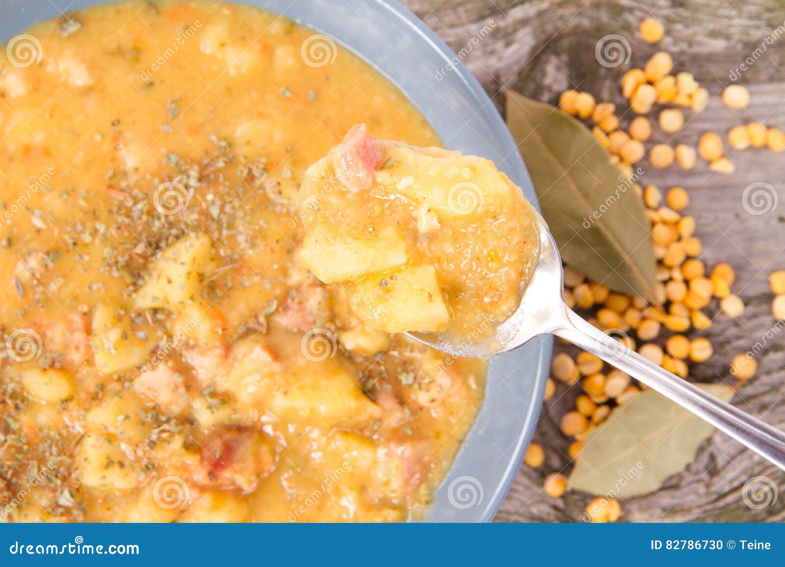 Split pea soup stock photo. Image of herb, allspice, leaves 82786730